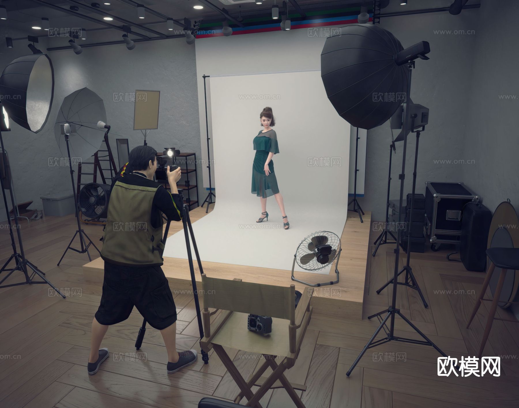 现代摄影棚3d模型下载（渲染图1）