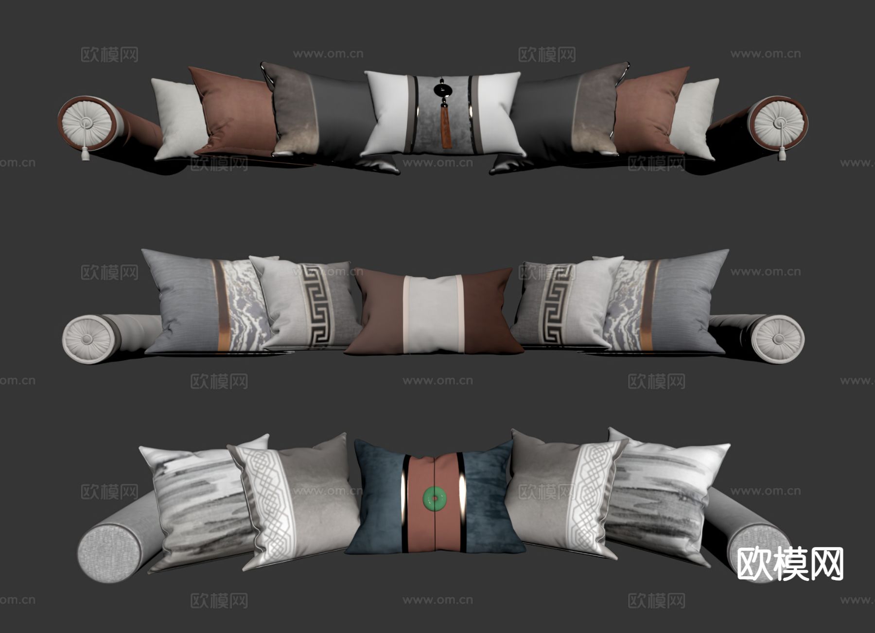 新中式靠枕 抱枕su模型下载（渲染图1）