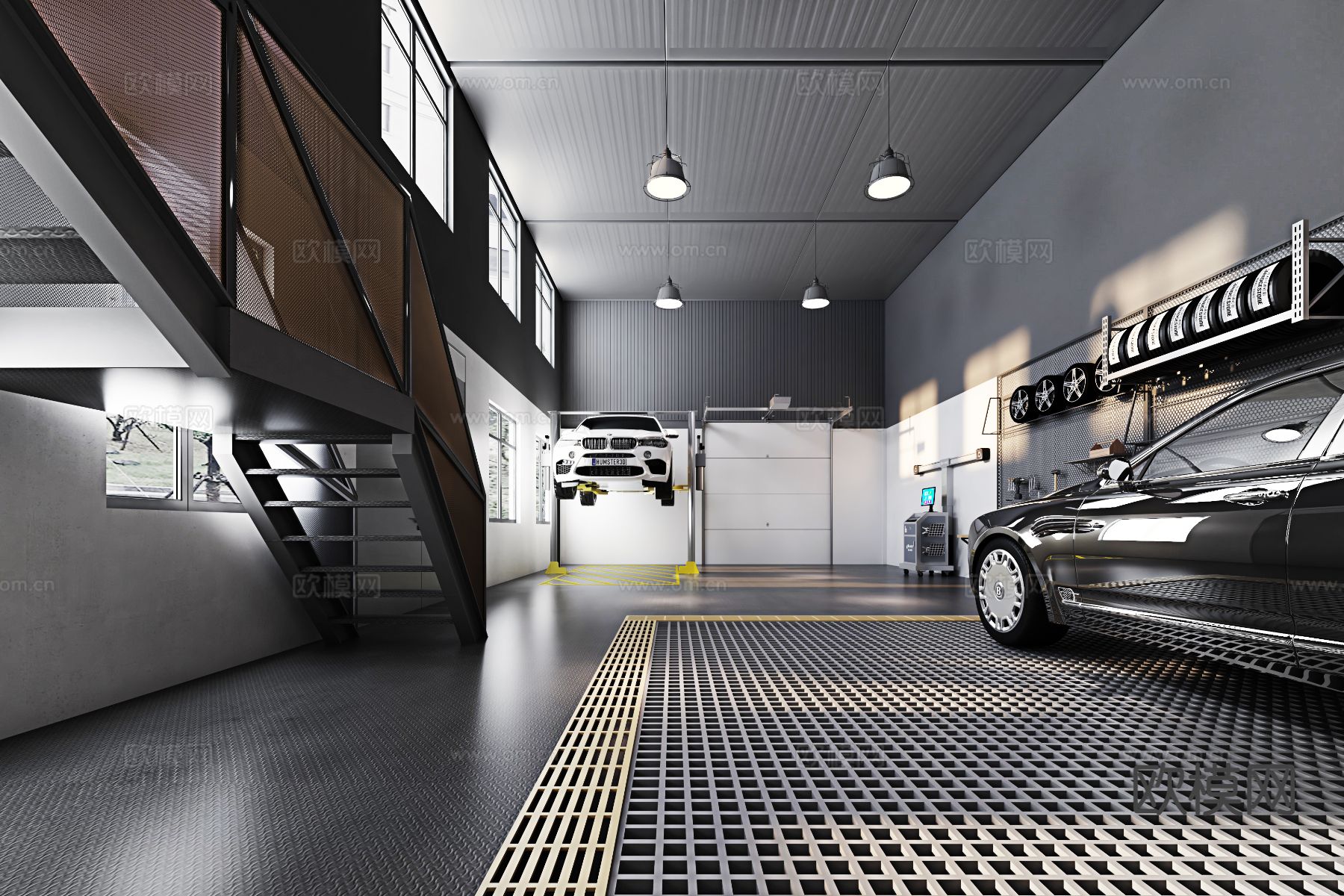 工业风汽修店3d模型下载（渲染图4）