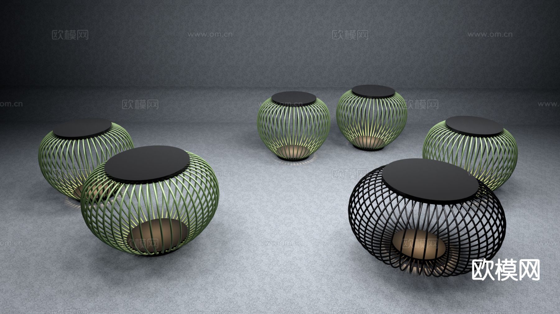 现代庭院灯 户外灯 编织灯su模型下载（渲染图2）