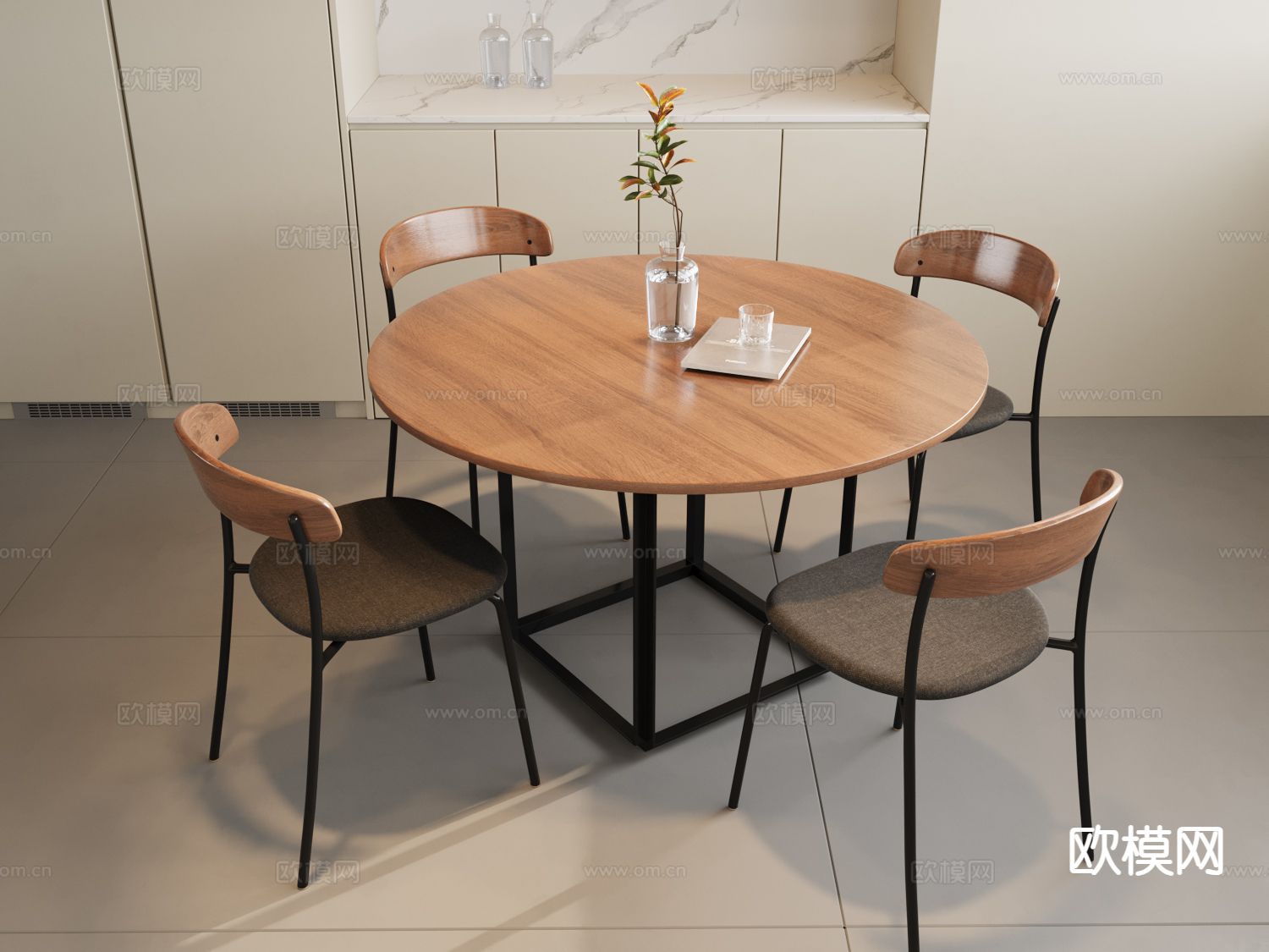 北欧餐桌椅 圆餐桌3d模型下载