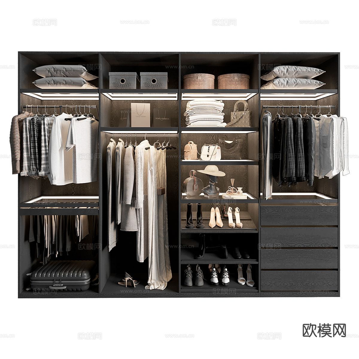现代无门衣柜3d模型下载（渲染图3）