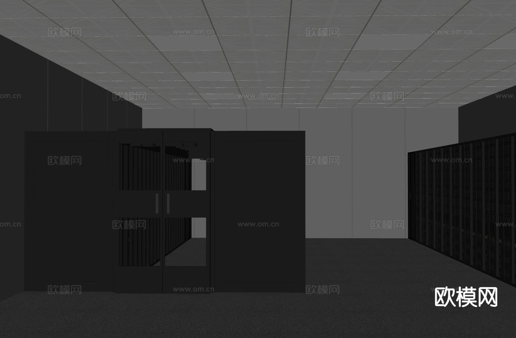 服务器机房su模型下载（渲染图1）