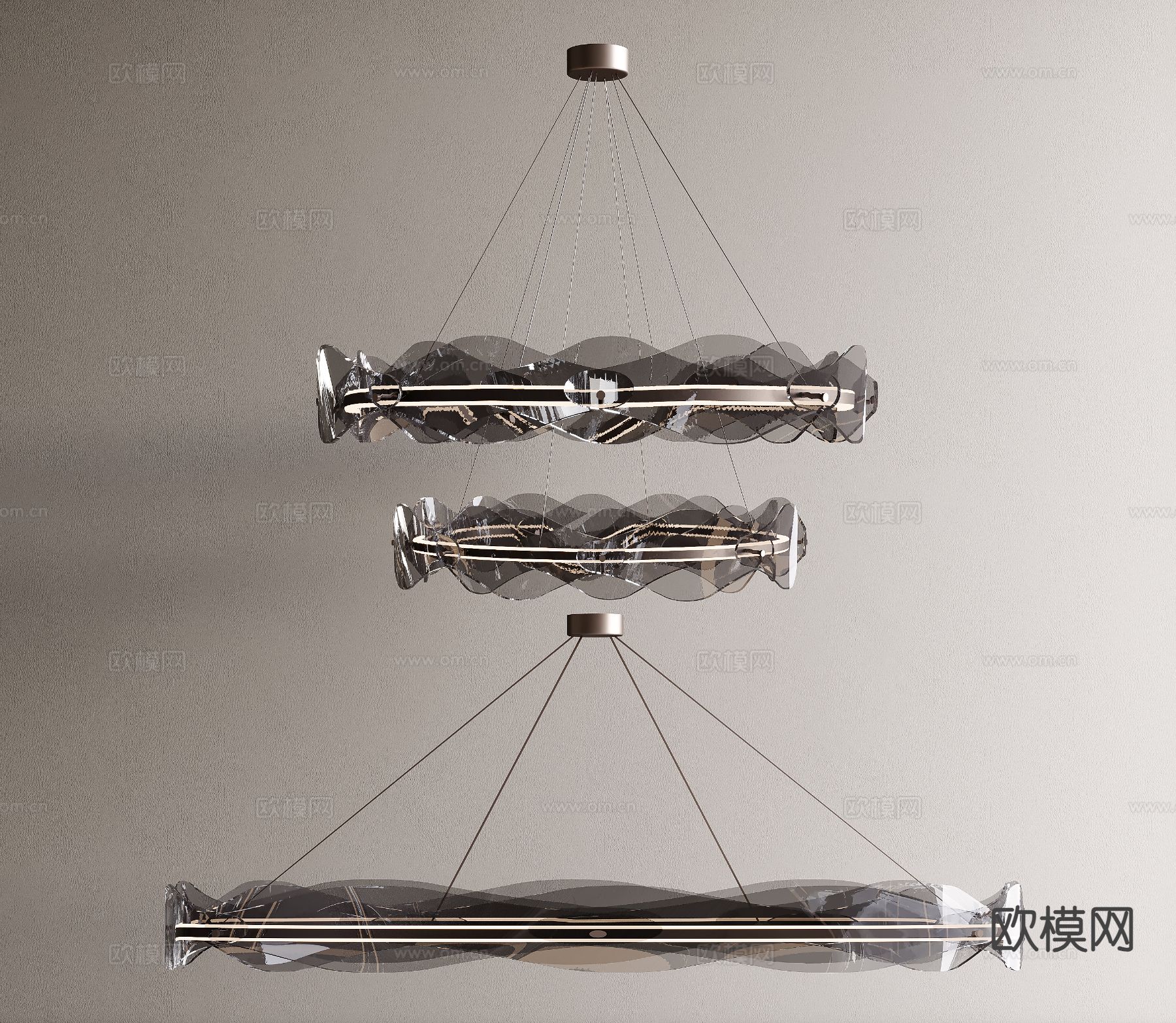 轻奢吊灯 玻璃吊灯3d模型下载