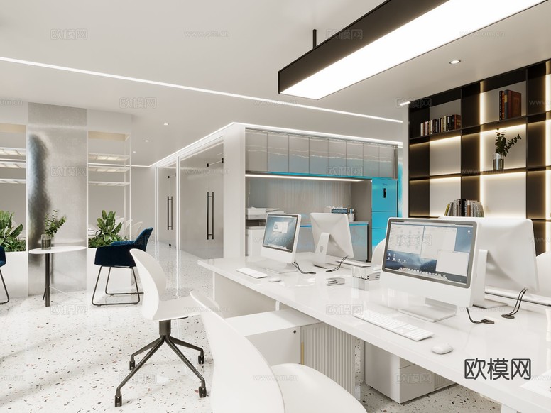 公共办公区 办公室3d模型下载(渲染图4)