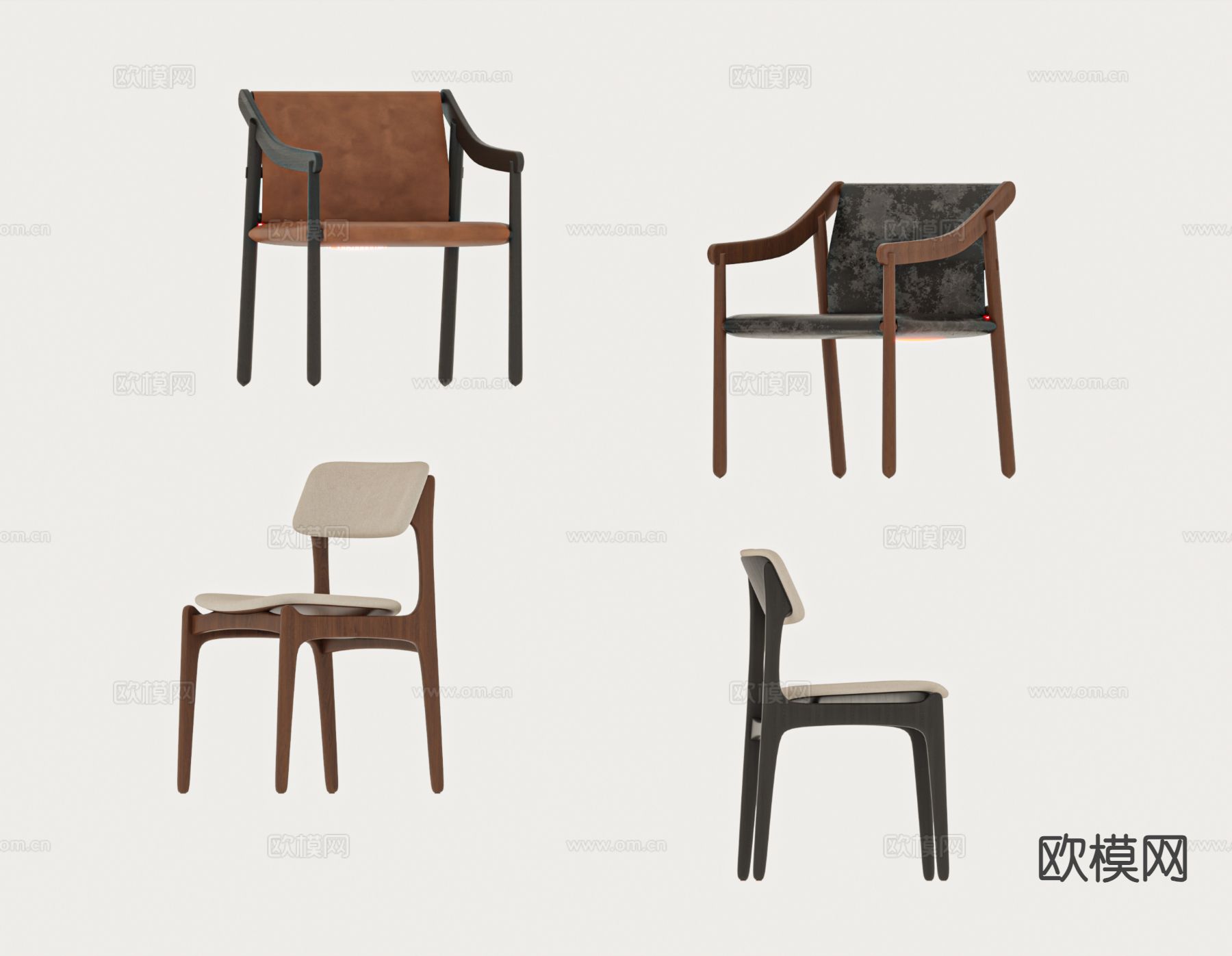 中古风椅子 餐椅3d模型下载