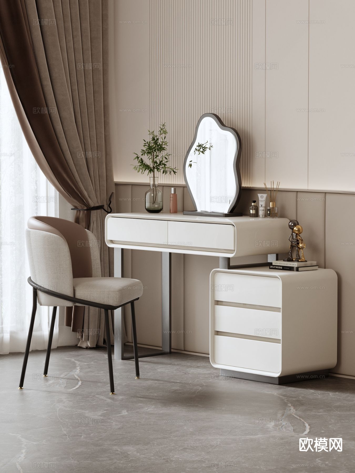 意式梳妆台su模型下载（渲染图2）
