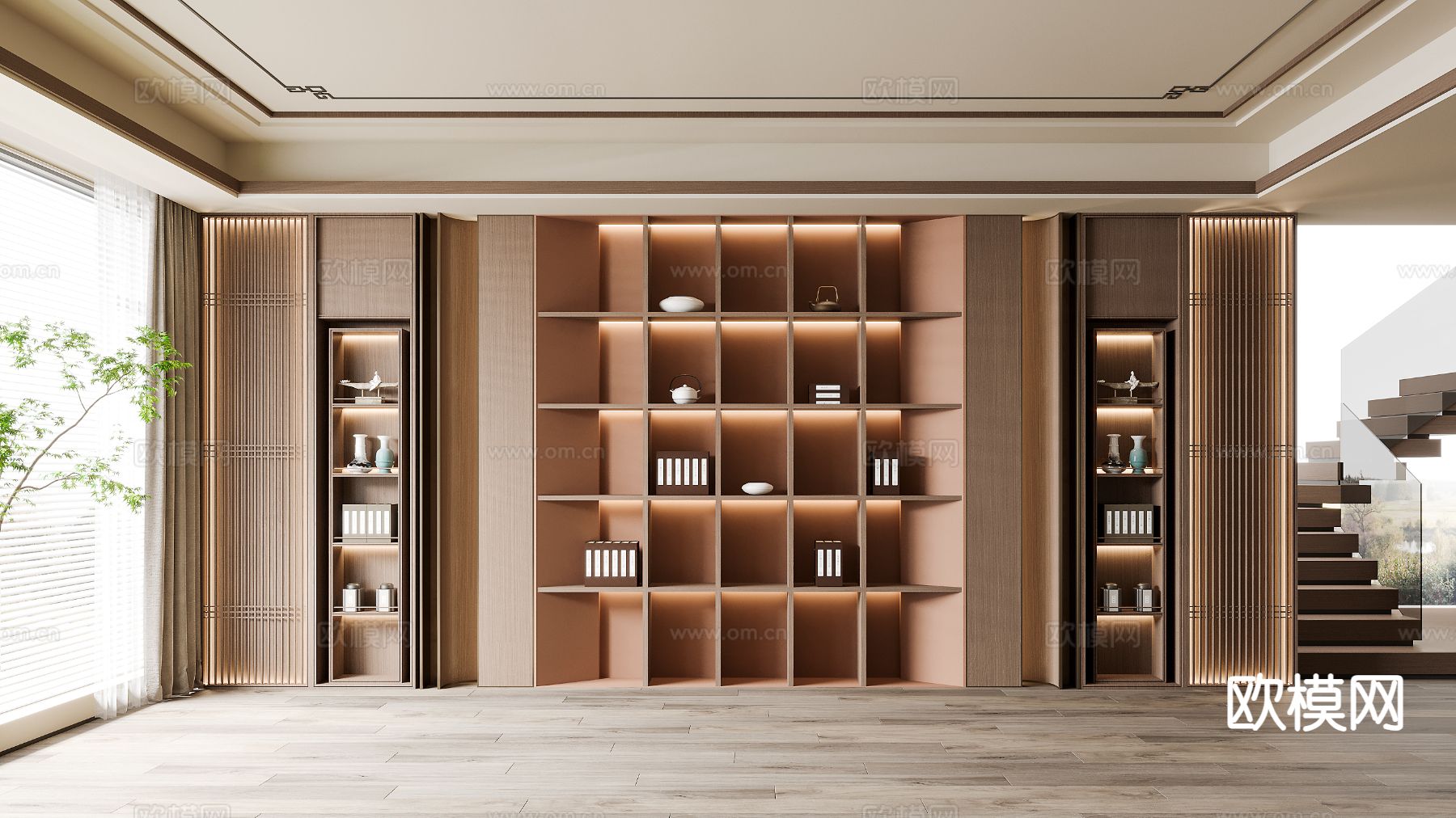 新中式茶柜3d模型下载