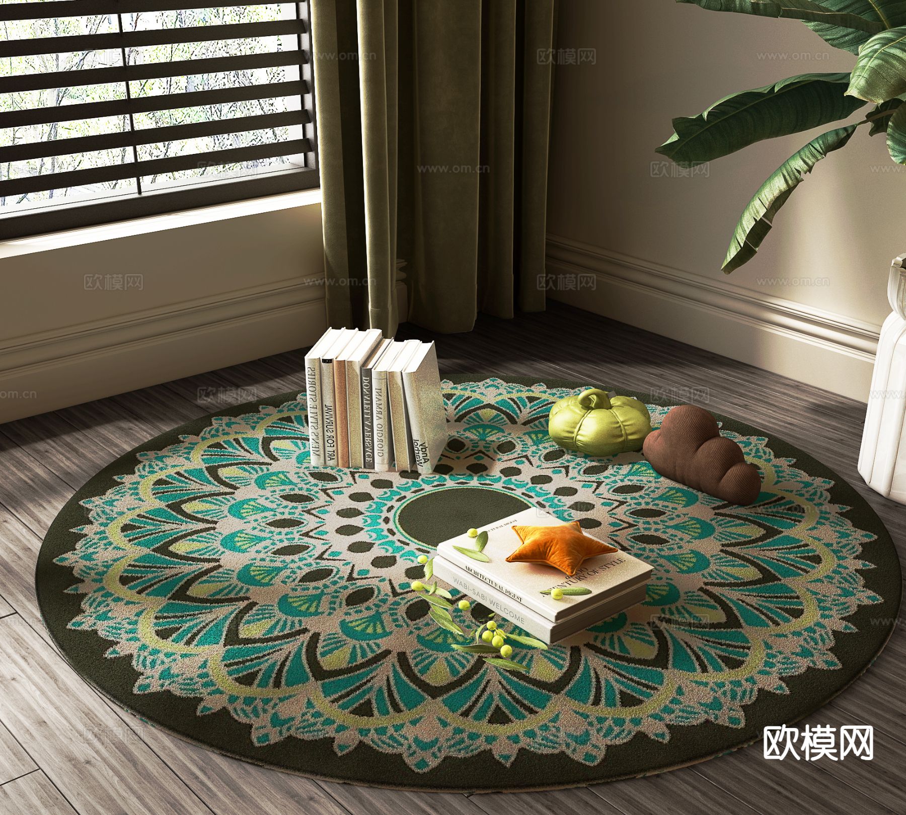 美式地毯 圆形地毯 圆毯3d模型下载