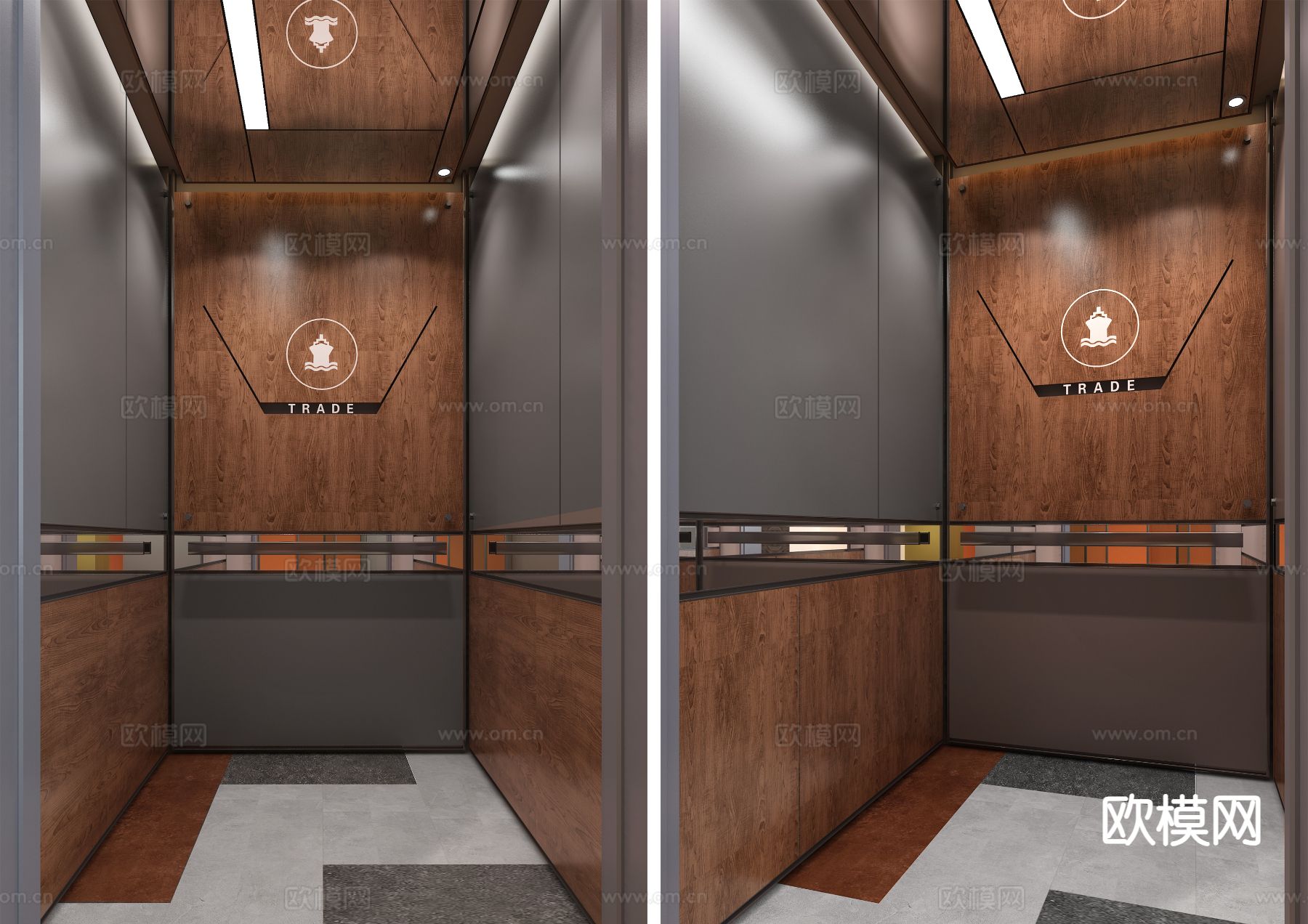 现代电梯间3d模型下载