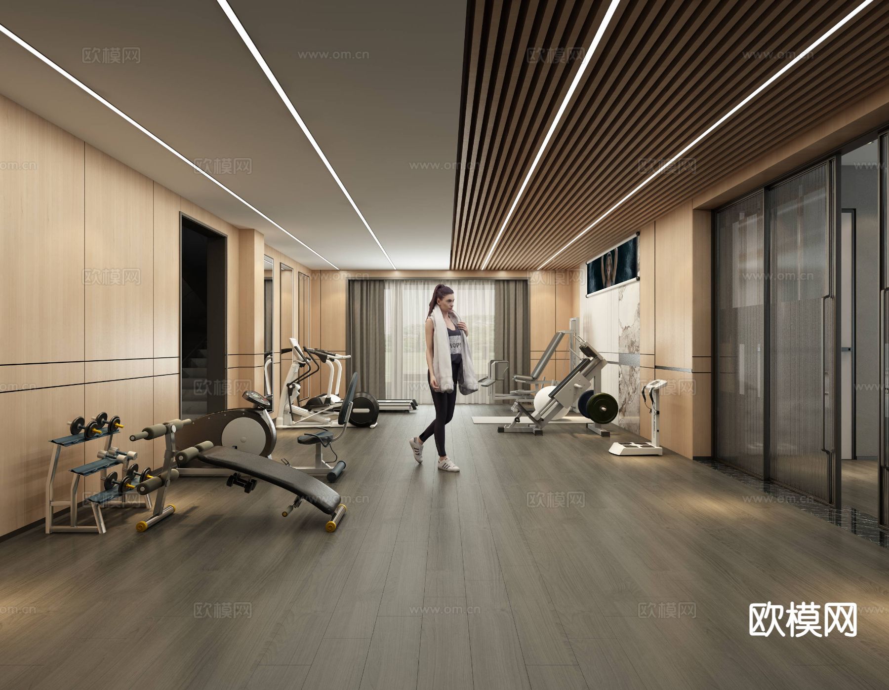 现代健身房3d模型下载