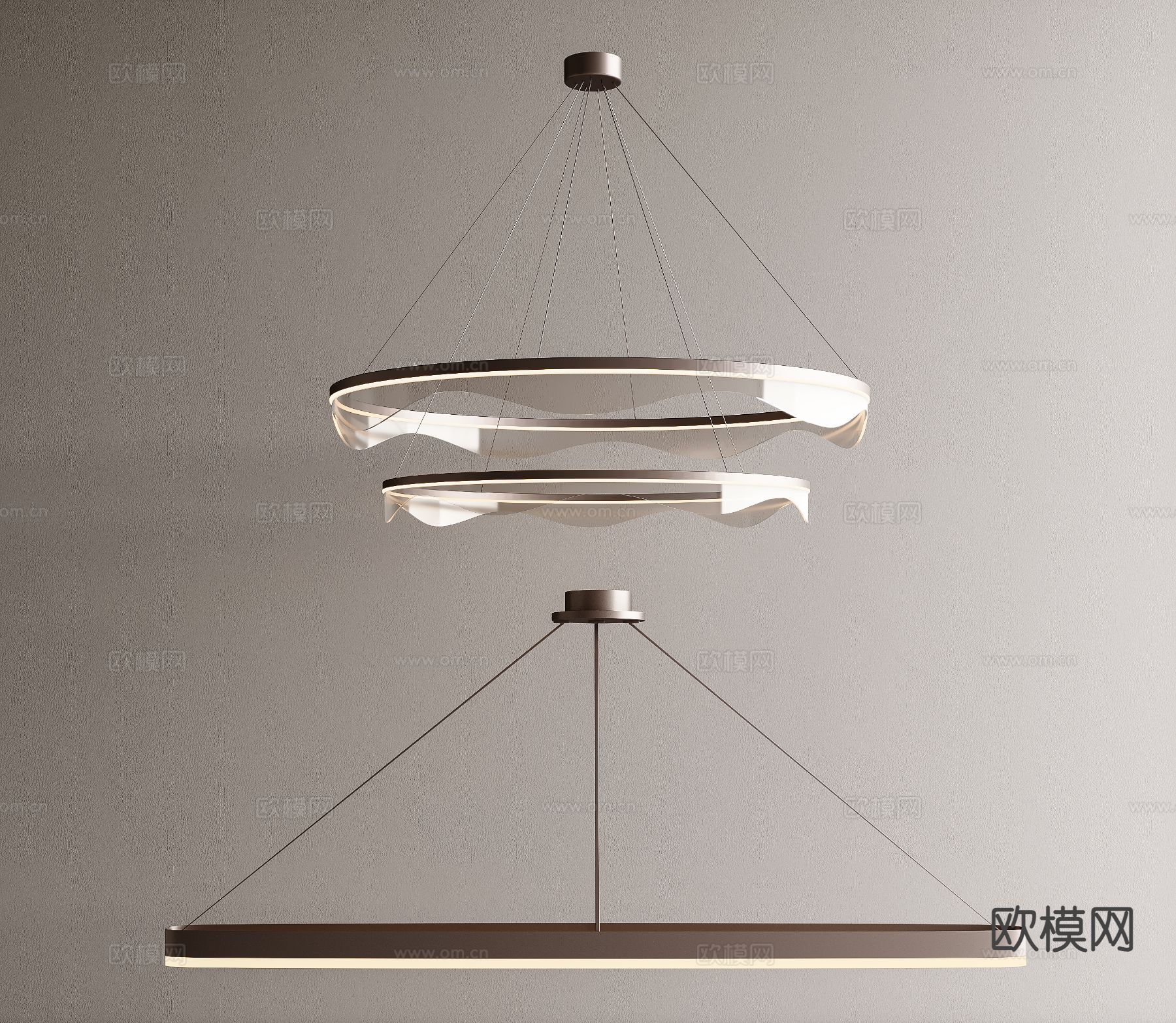 轻奢吊灯 圆环吊灯3d模型下载