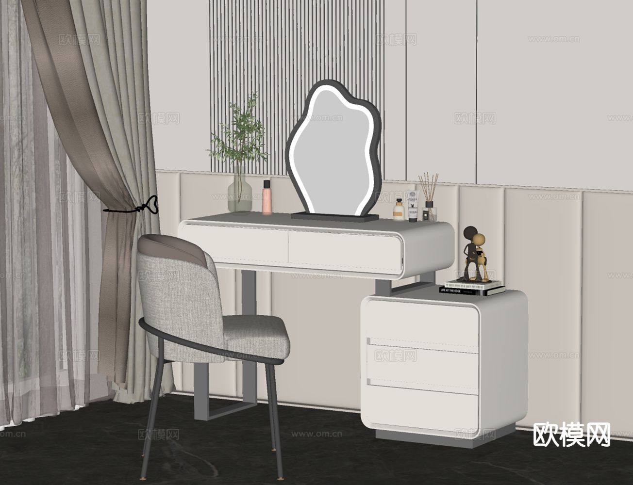 意式梳妆台su模型下载（渲染图1）