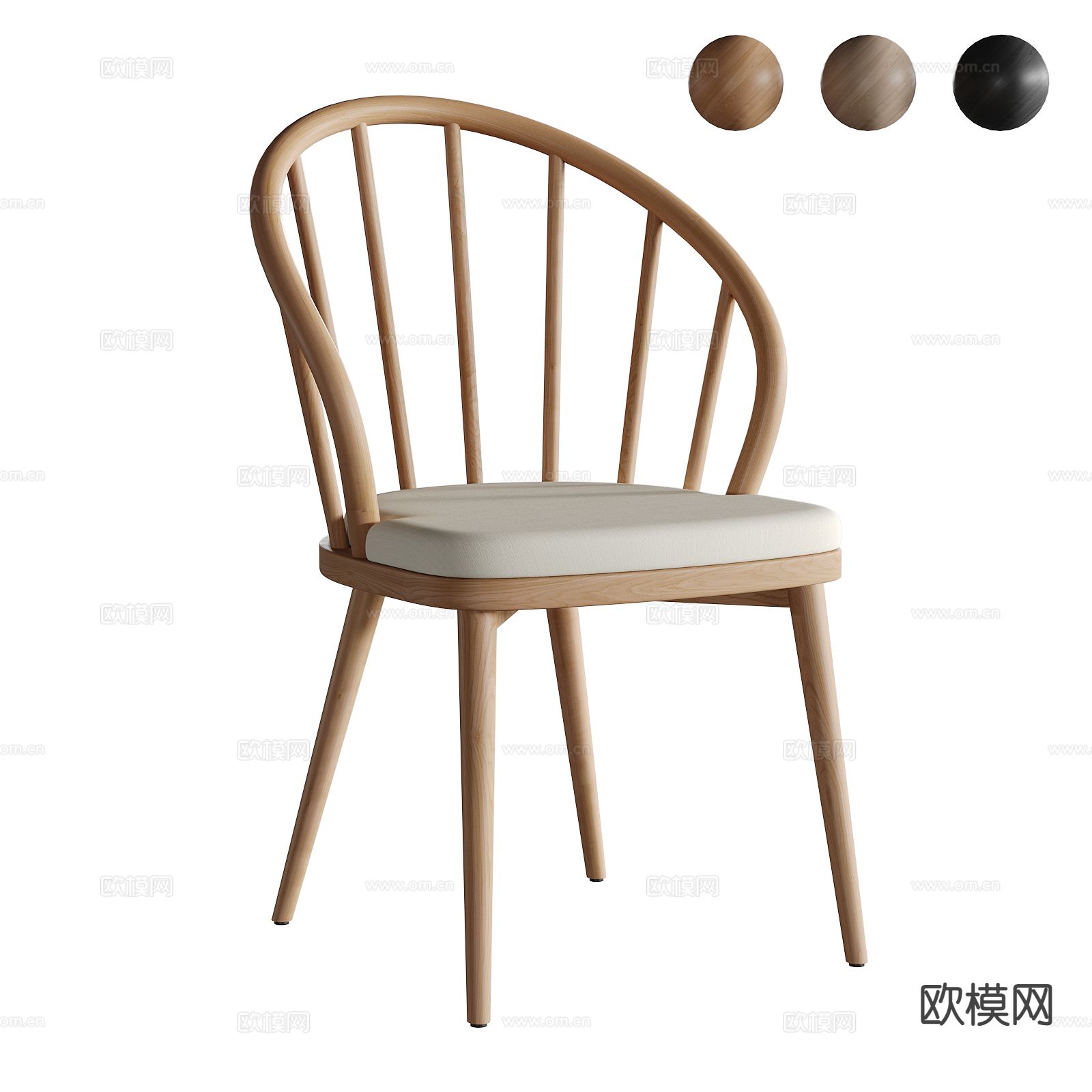 原木风椅子 餐椅3d模型下载（渲染图5）
