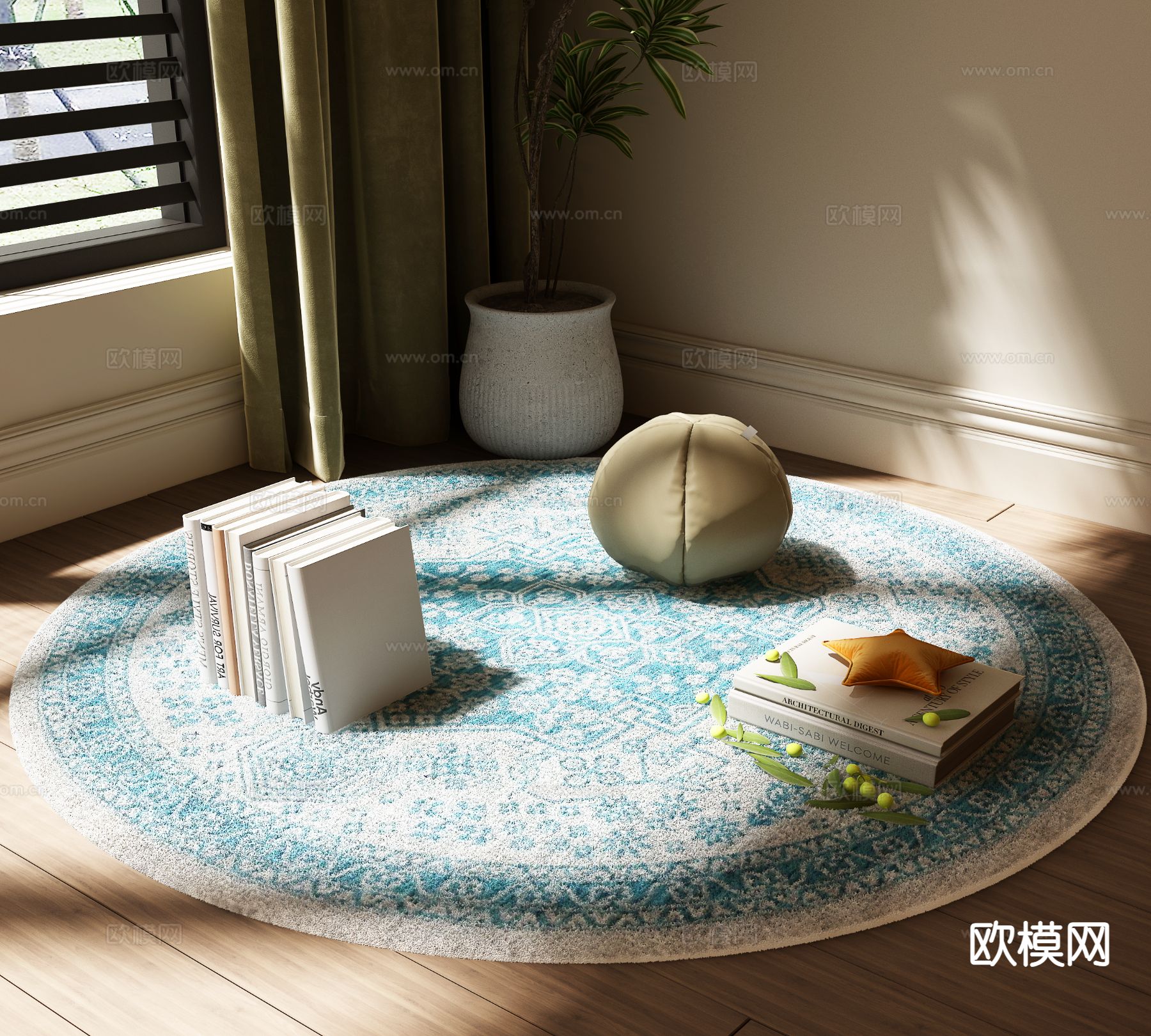 美式地毯 圆形地毯 圆毯3d模型下载