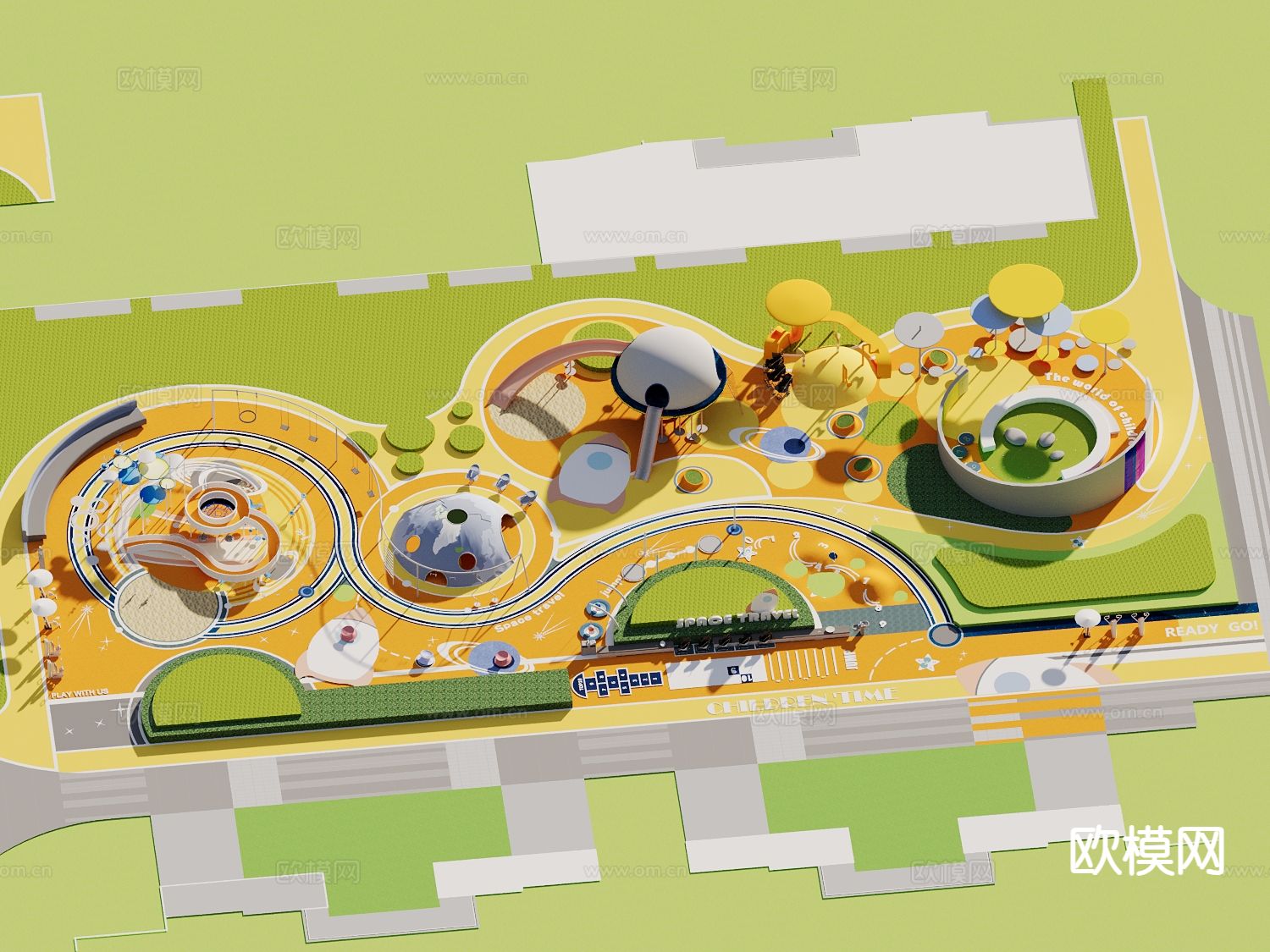 儿童游乐场 公园景观3d模型下载