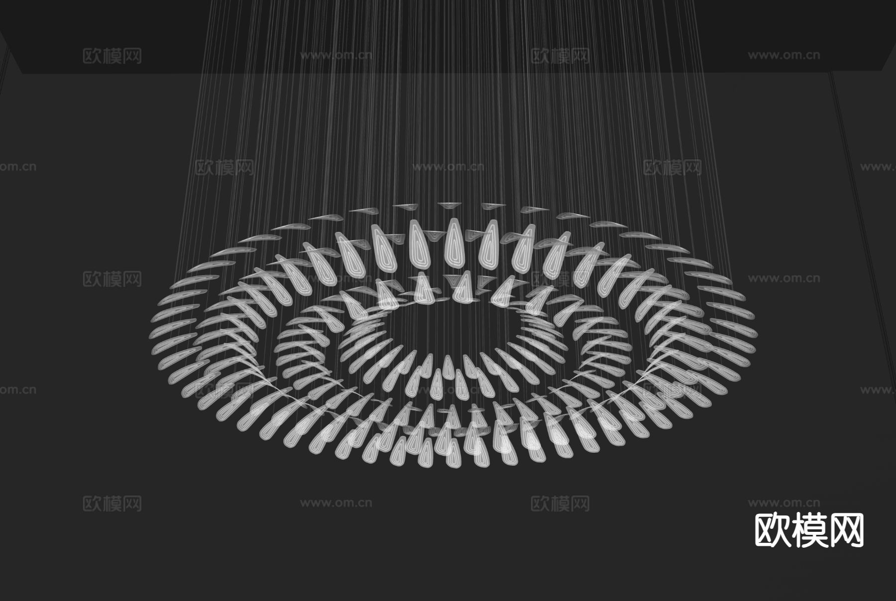 大型水晶吊灯 羽毛吊灯su模型下载（渲染图1）