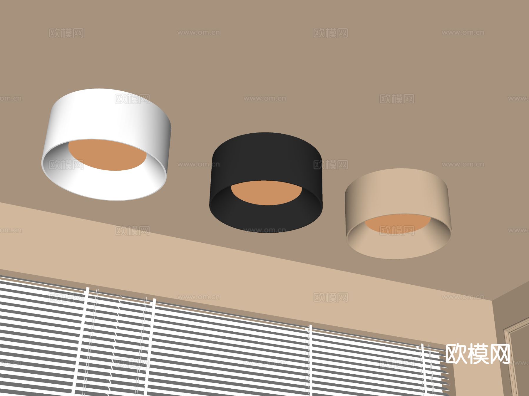 现代吸顶灯su模型下载（渲染图1）