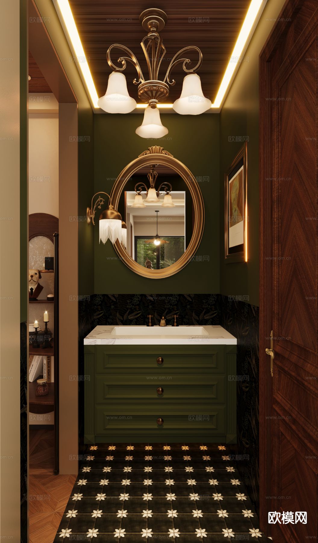 美式复古台盆 洗手台3d模型下载