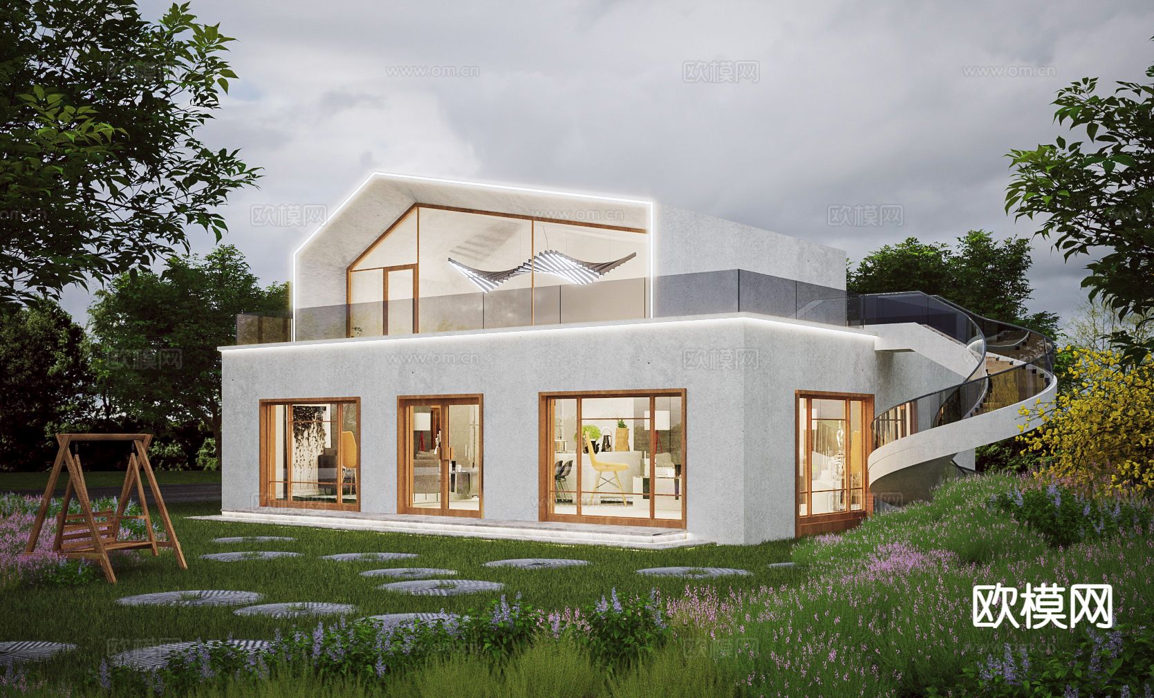 独栋别墅外观3d模型下载