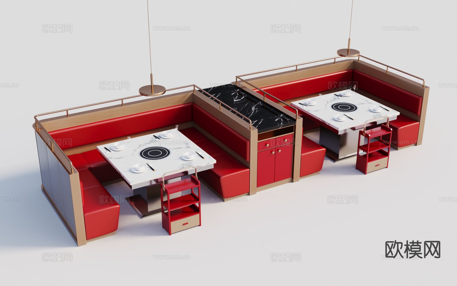 卡座餐桌椅3d模型下载