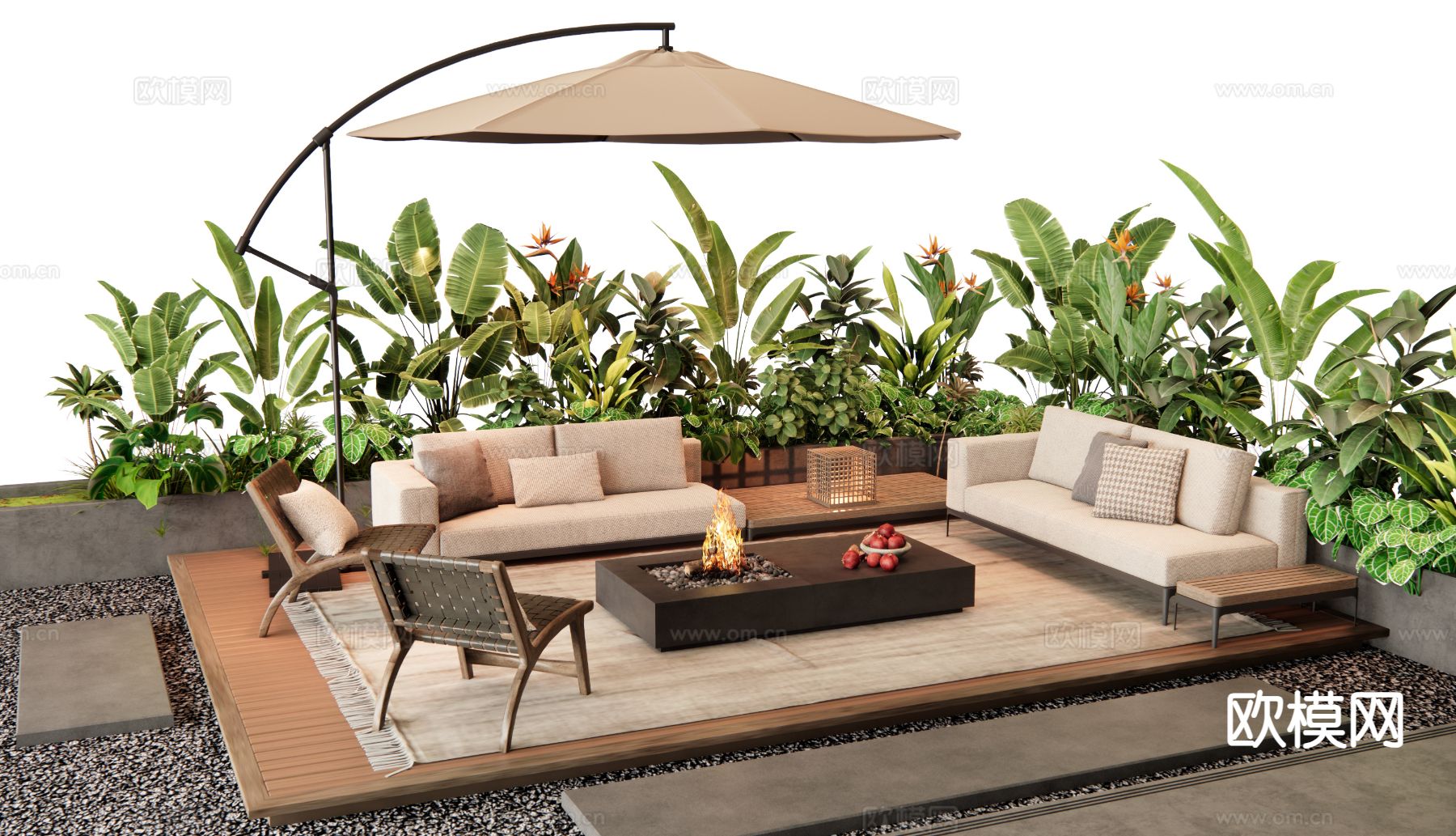 现代户外沙发组合3d模型下载