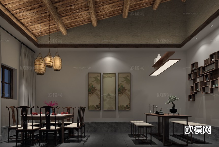 中餐厅包厢 酒楼包房3d模型下载