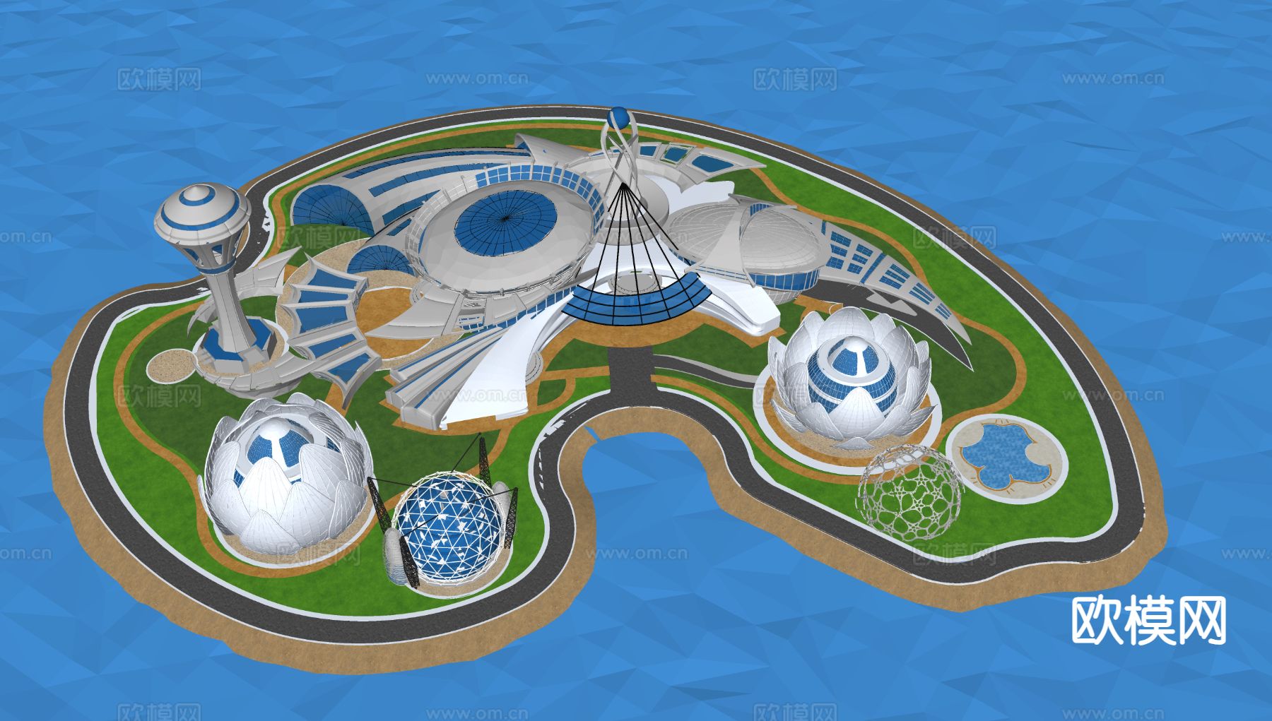 会议中心外观 体育中心外观3d模型下载（渲染图3）