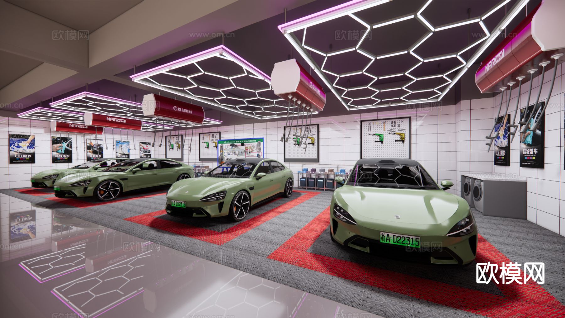 洗车店 汽车美容su模型下载（渲染图3）