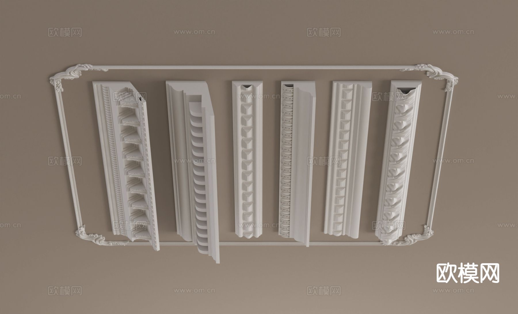 简欧石膏雕花 线条su模型下载（渲染图2）