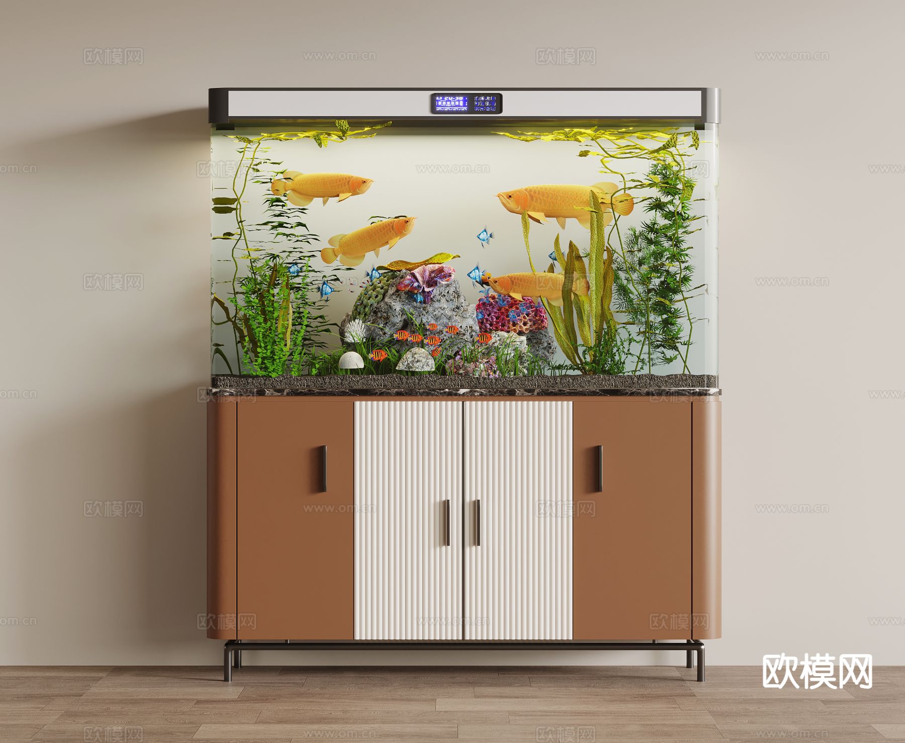 现代鱼缸 水族箱3d模型下载