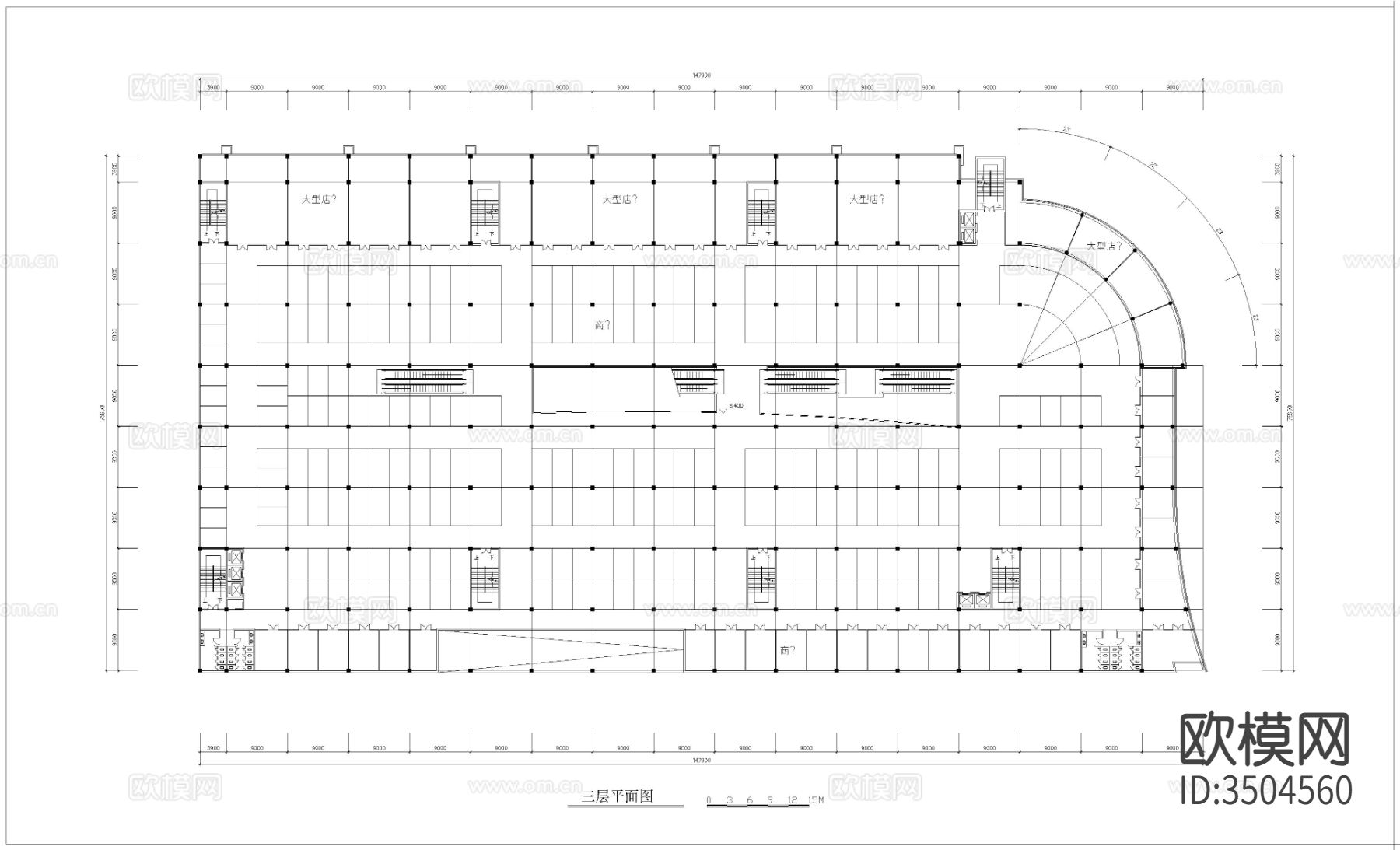 市场建筑cad施工图下载（渲染图1）