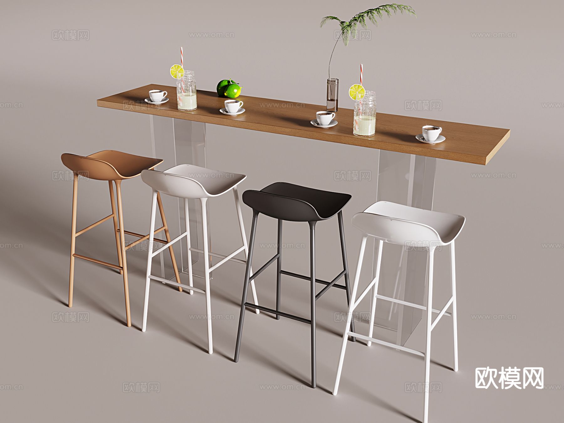 北欧吧台 吧椅su模型下载（渲染图2）