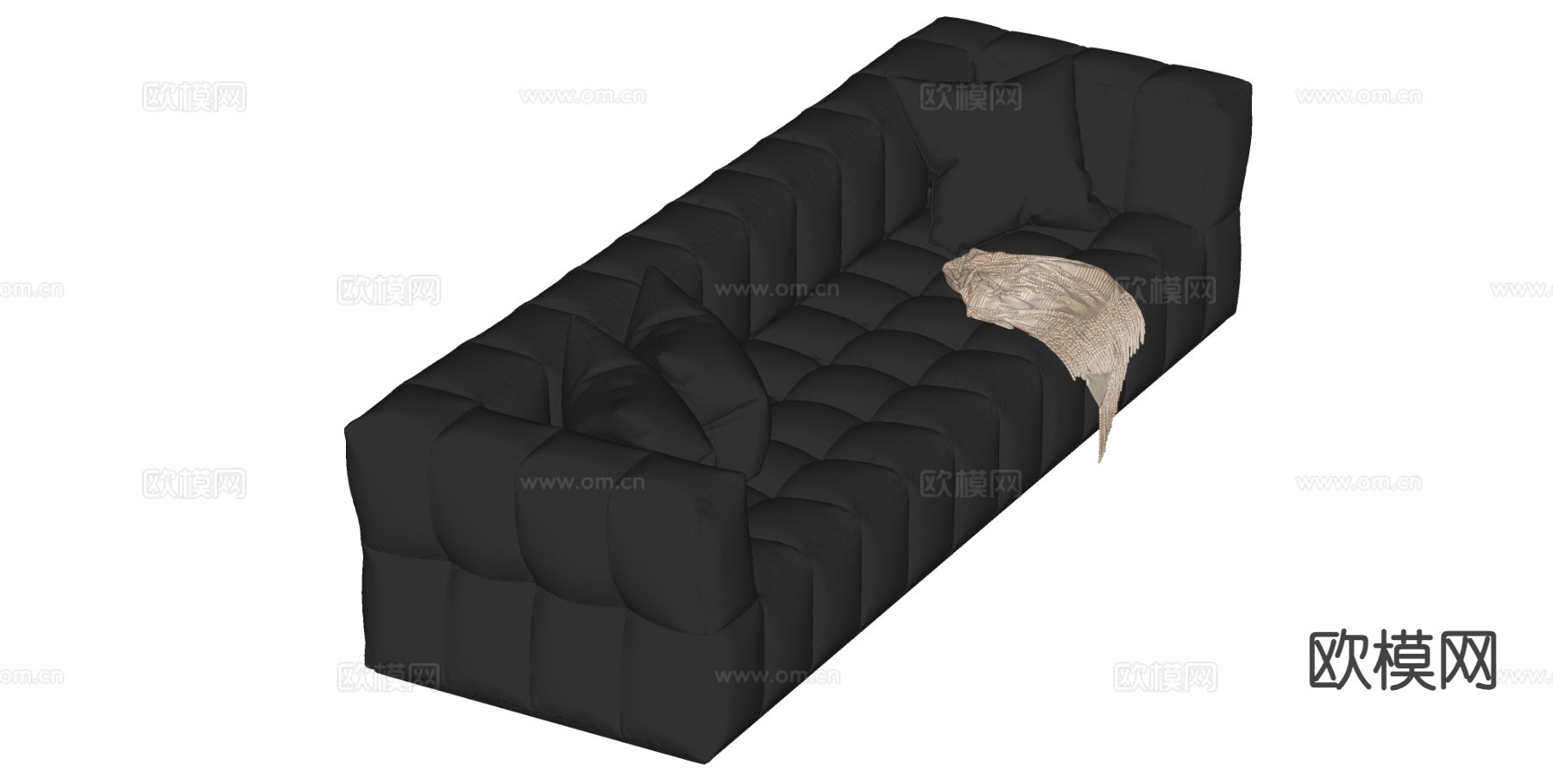 中古风多人沙发su模型下载（渲染图1）