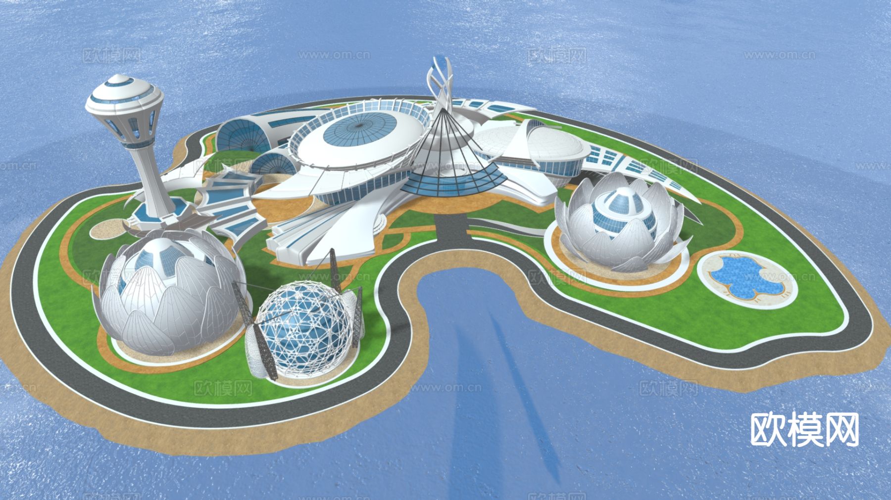 会议中心外观 体育中心外观3d模型下载（渲染图1）