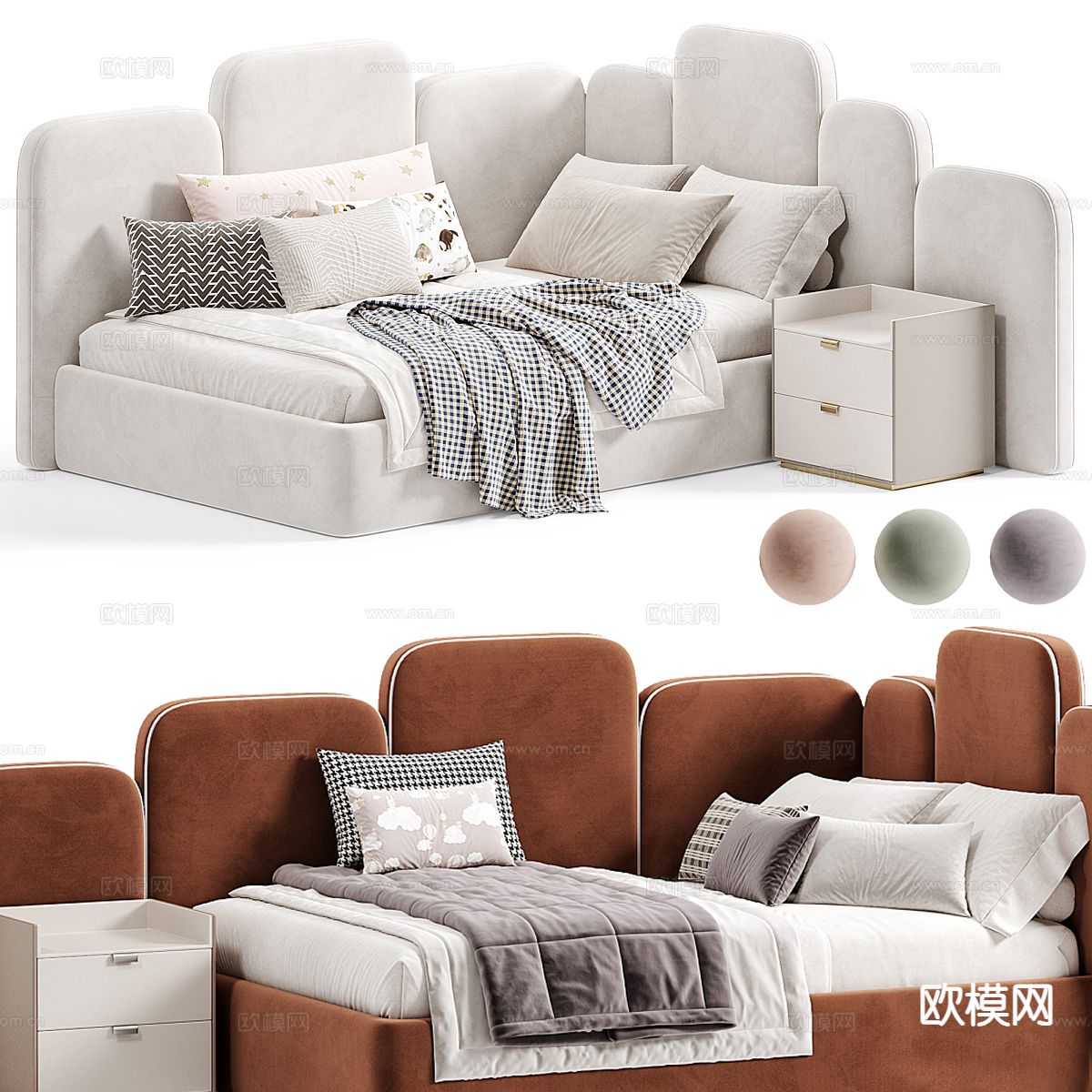 现代儿童床3d模型下载