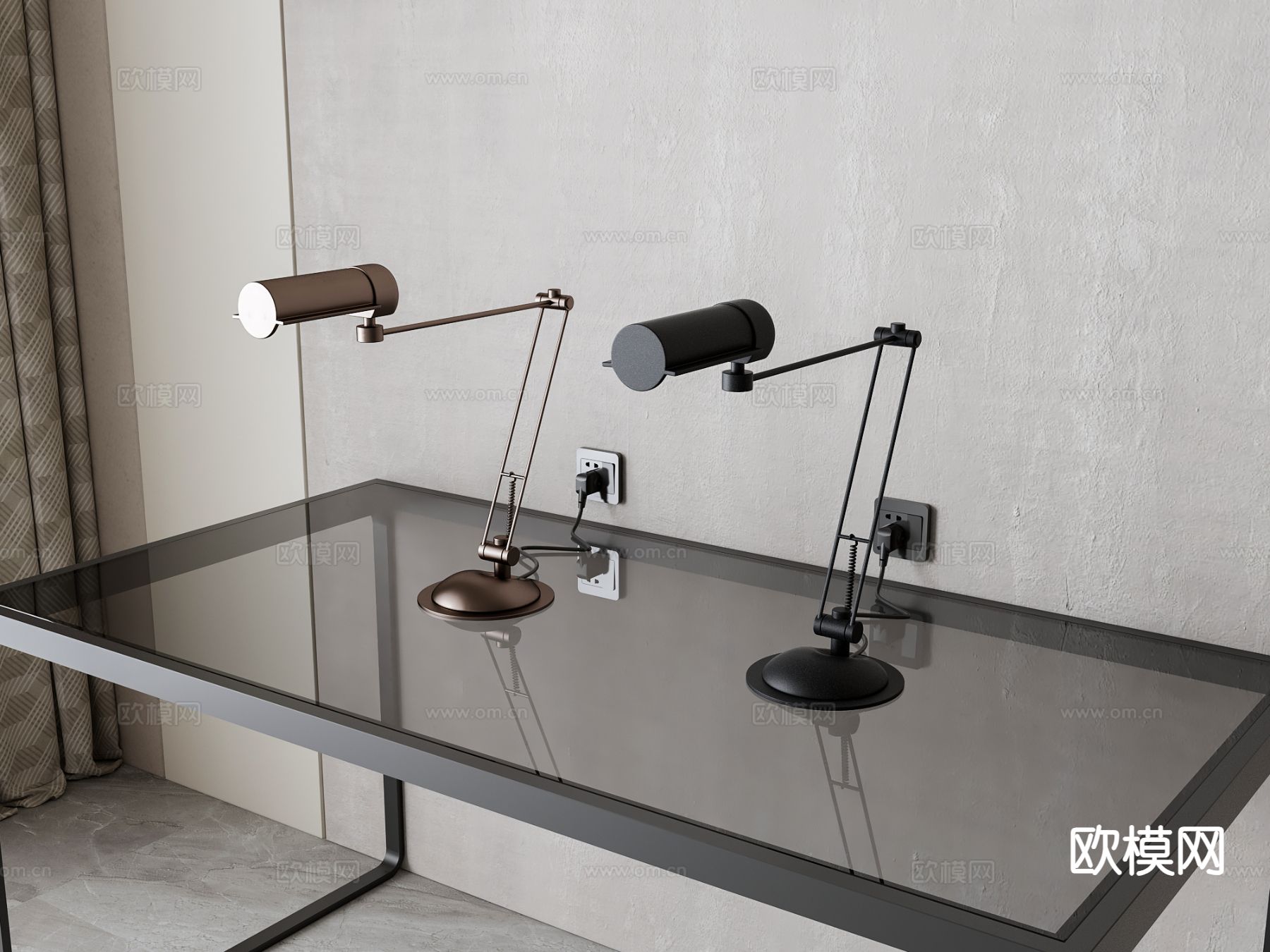 现代金属台灯su模型下载（渲染图2）