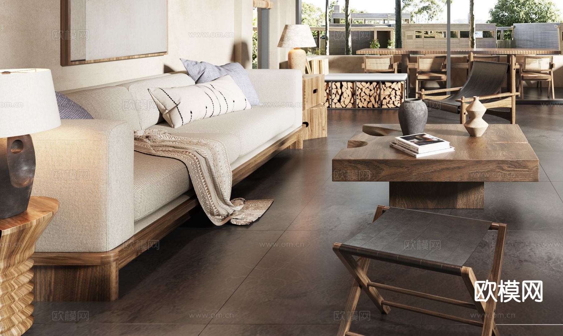 侘寂民宿大堂 接待大厅su模型下载（渲染图2）