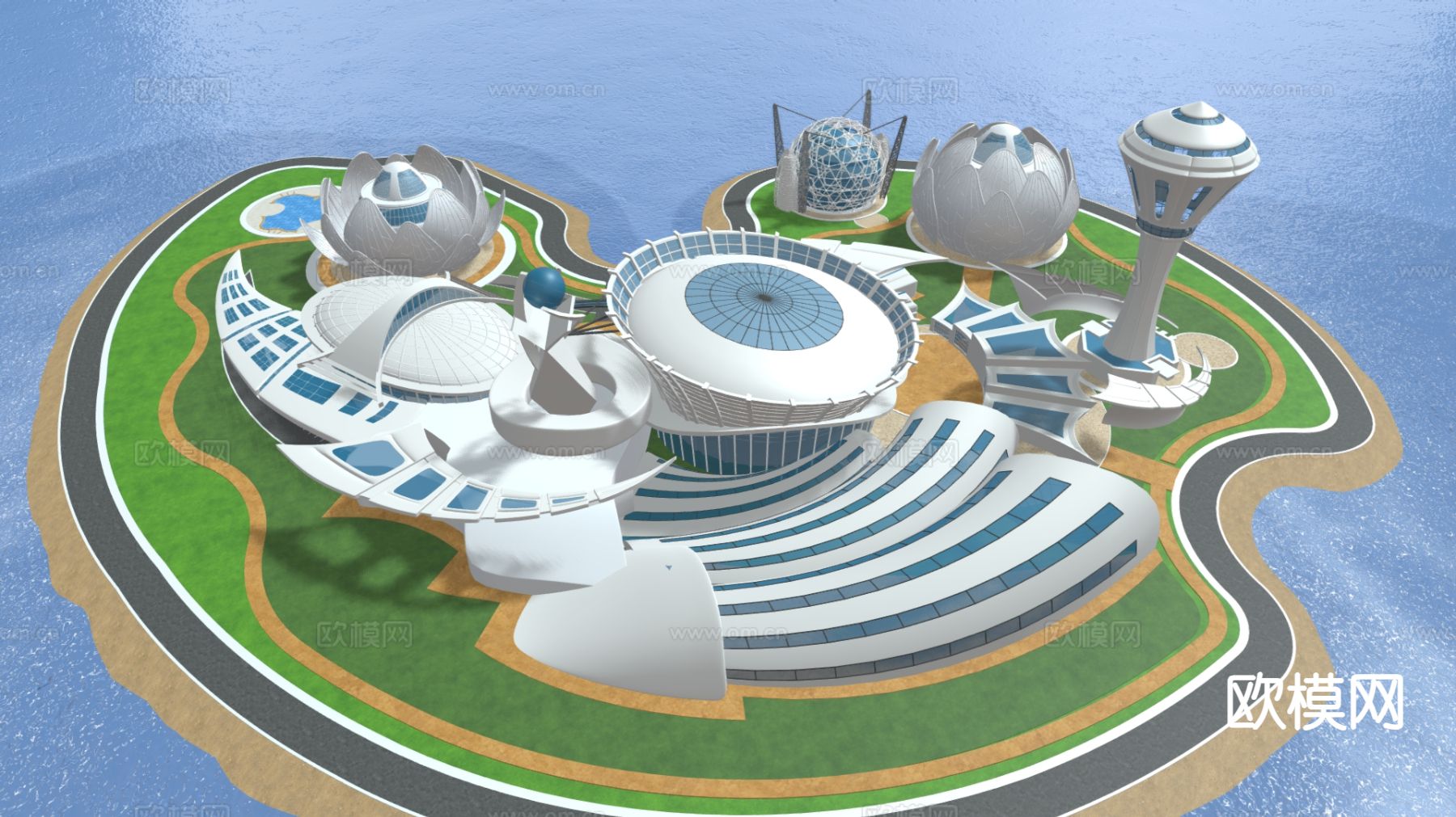 会议中心外观 体育中心外观3d模型下载（渲染图2）