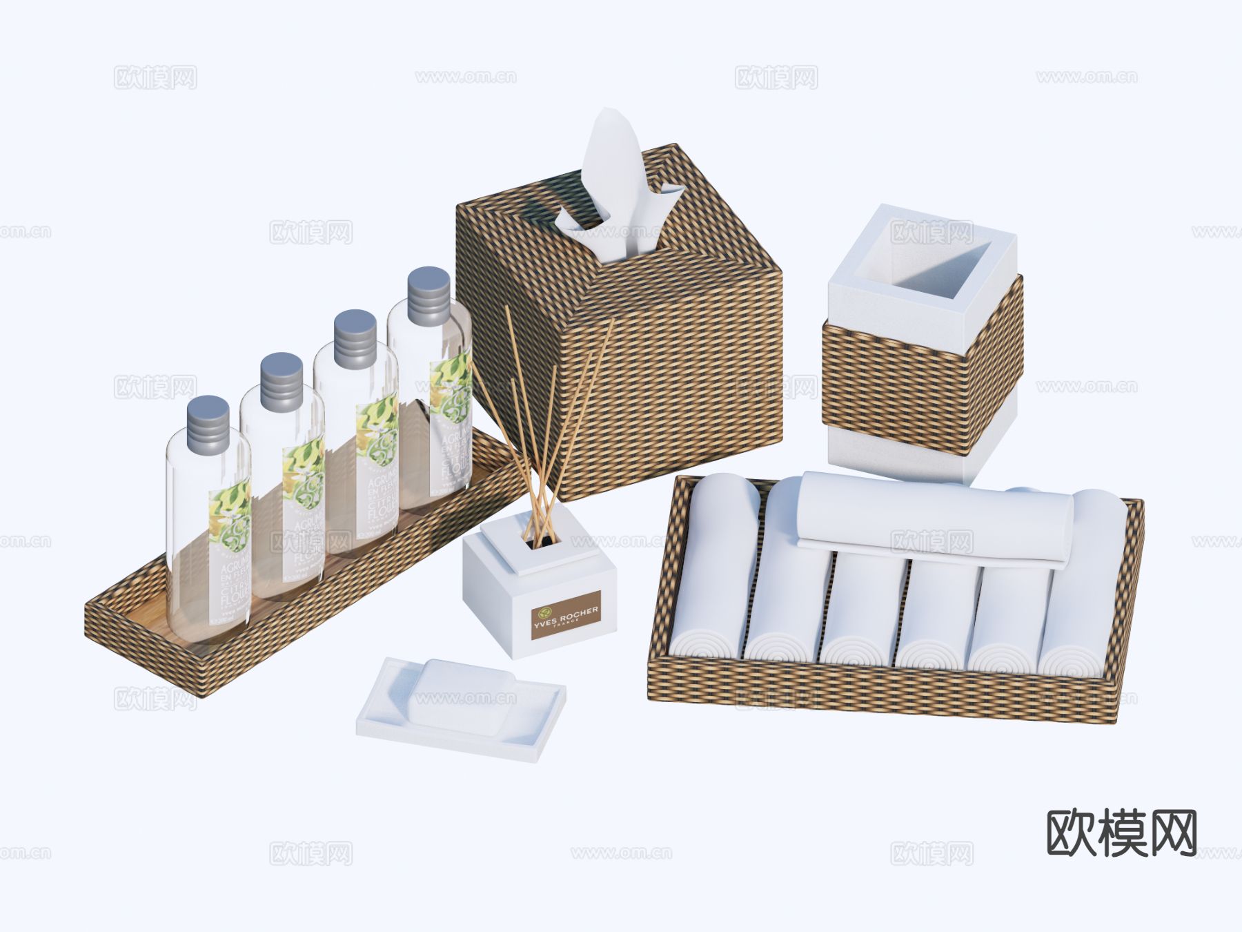 卫浴用品 抽纸盒 毛巾盒3d模型下载
