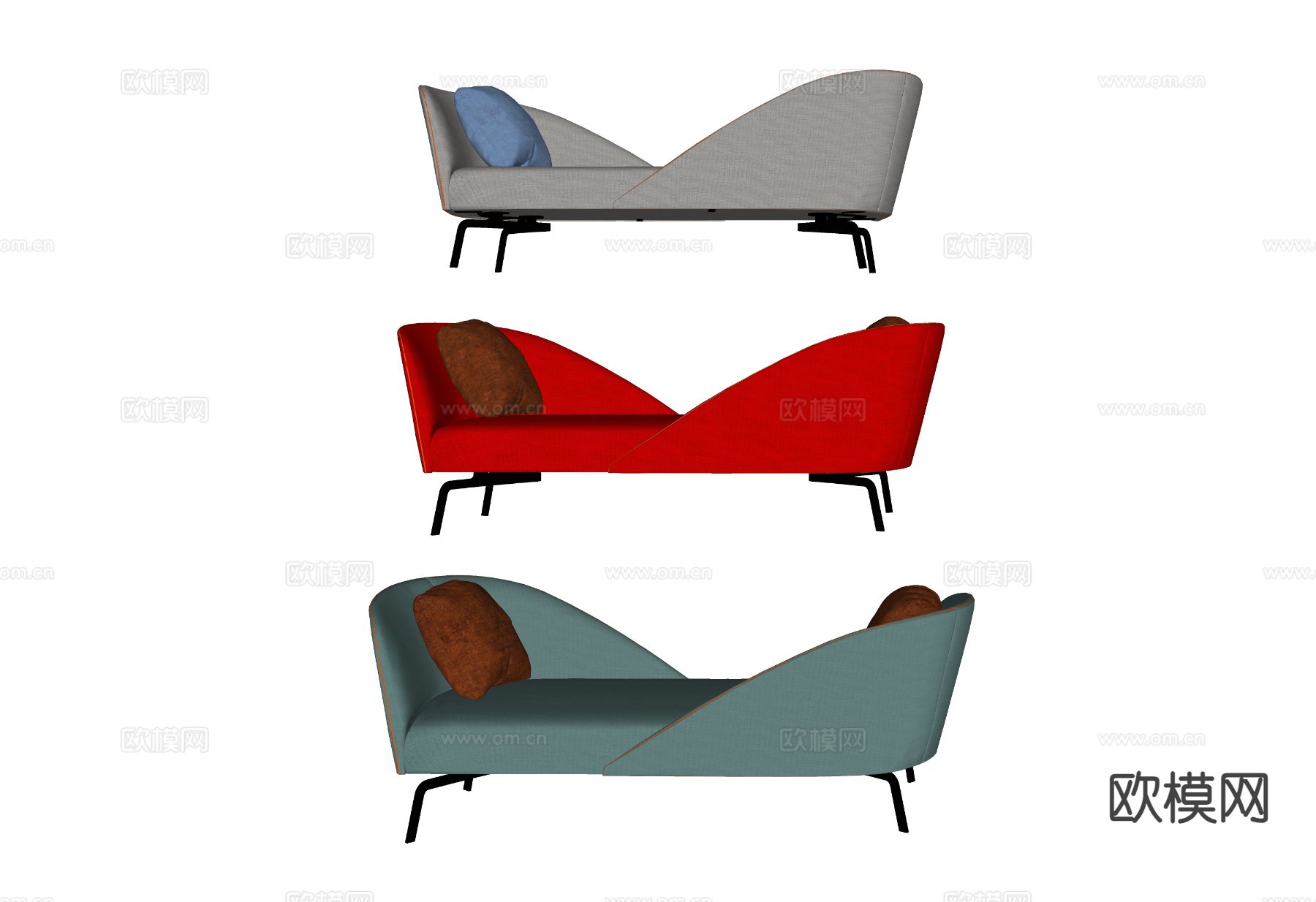 现代贵妃椅su模型下载（渲染图1）