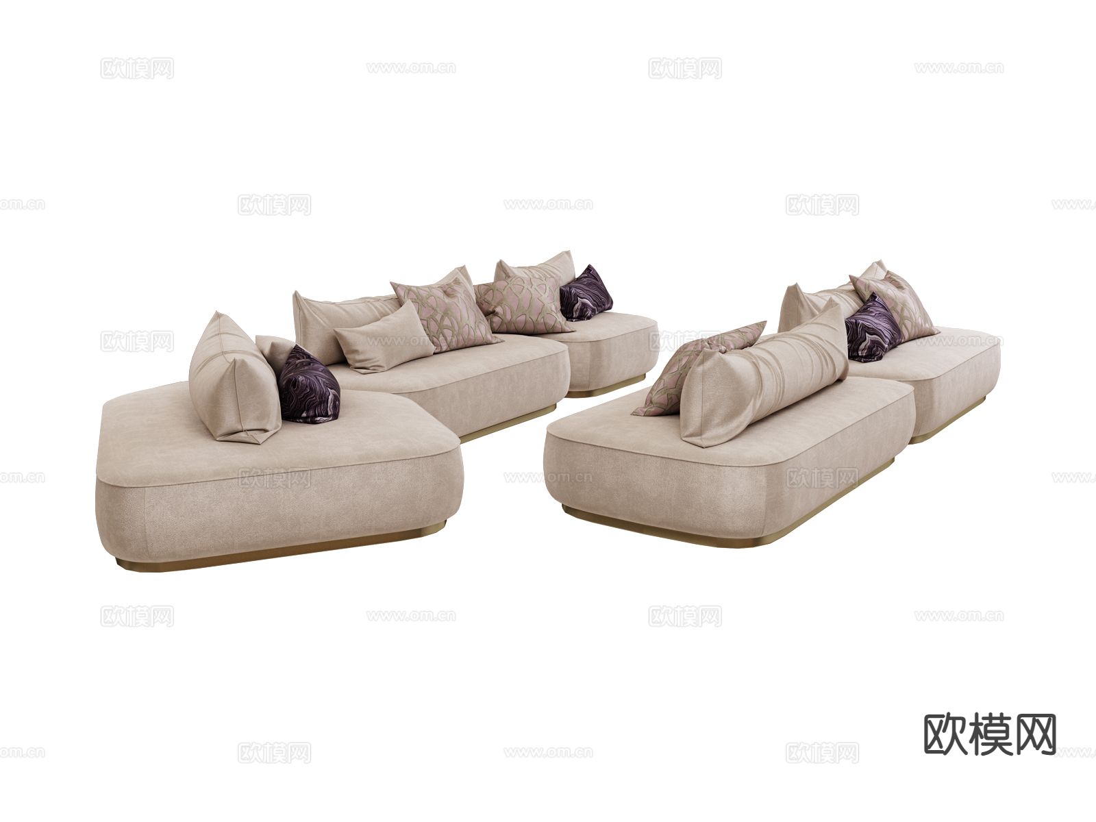 roberto cavalli-Baltimora 现代组合沙发3d模型下载（渲染图1）