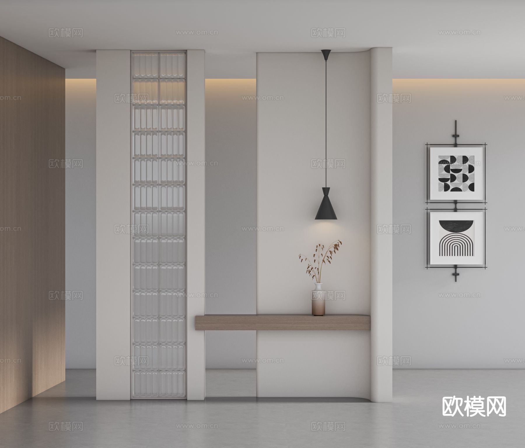 现代玄关隔断 玻璃隔断3d模型下载