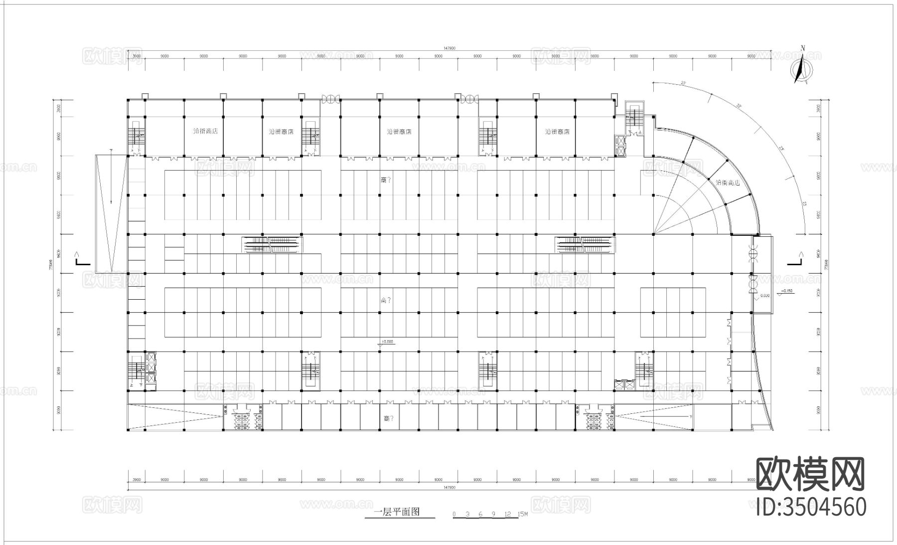 市场建筑cad施工图下载（渲染图7）