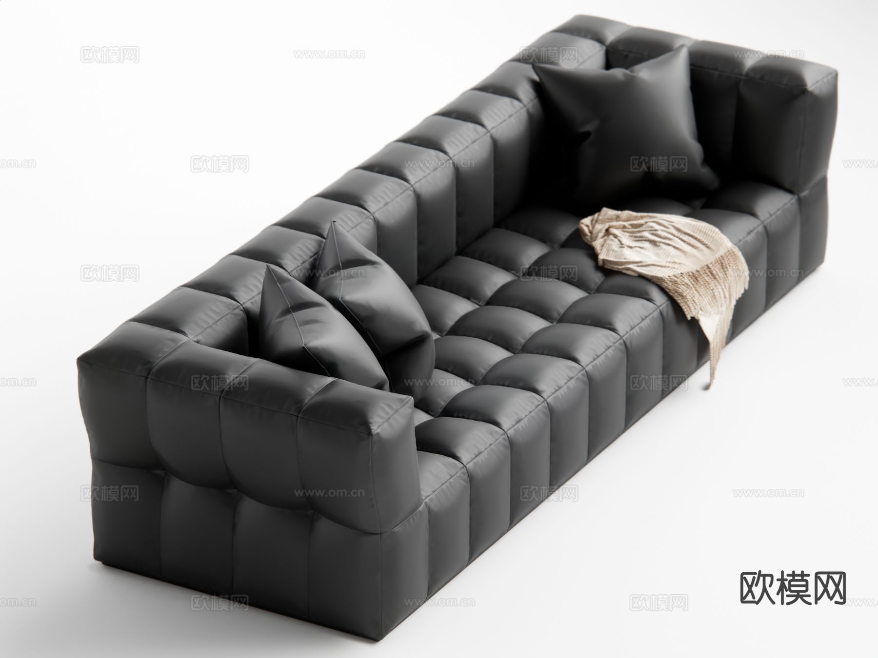 中古风多人沙发su模型下载（渲染图2）