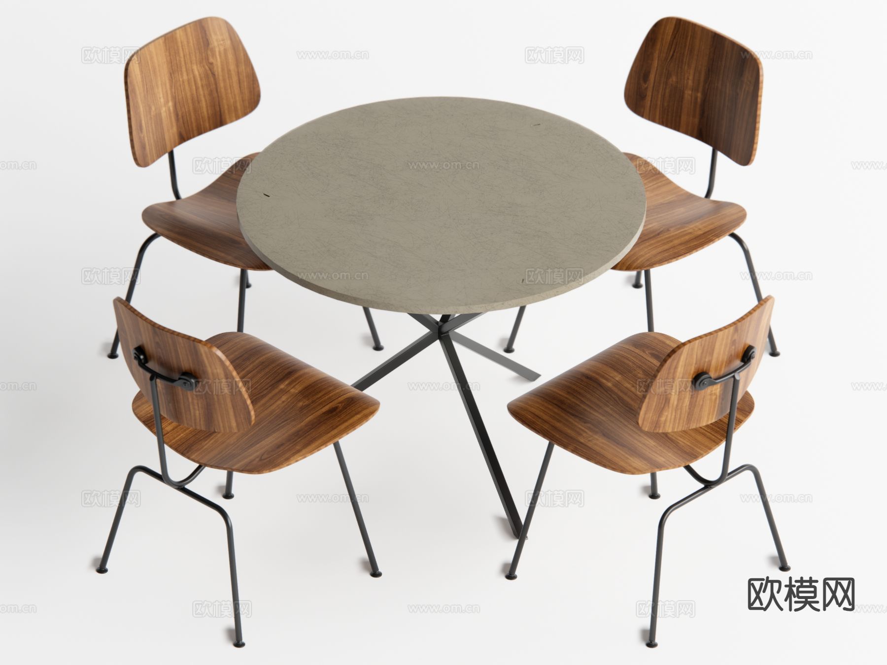 中古风餐桌椅su模型下载（渲染图2）