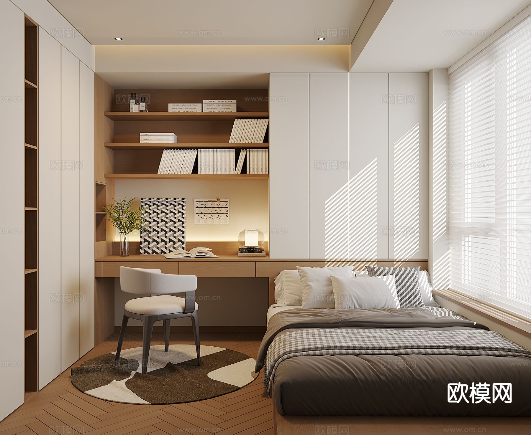 现代榻榻米卧室3d模型下载