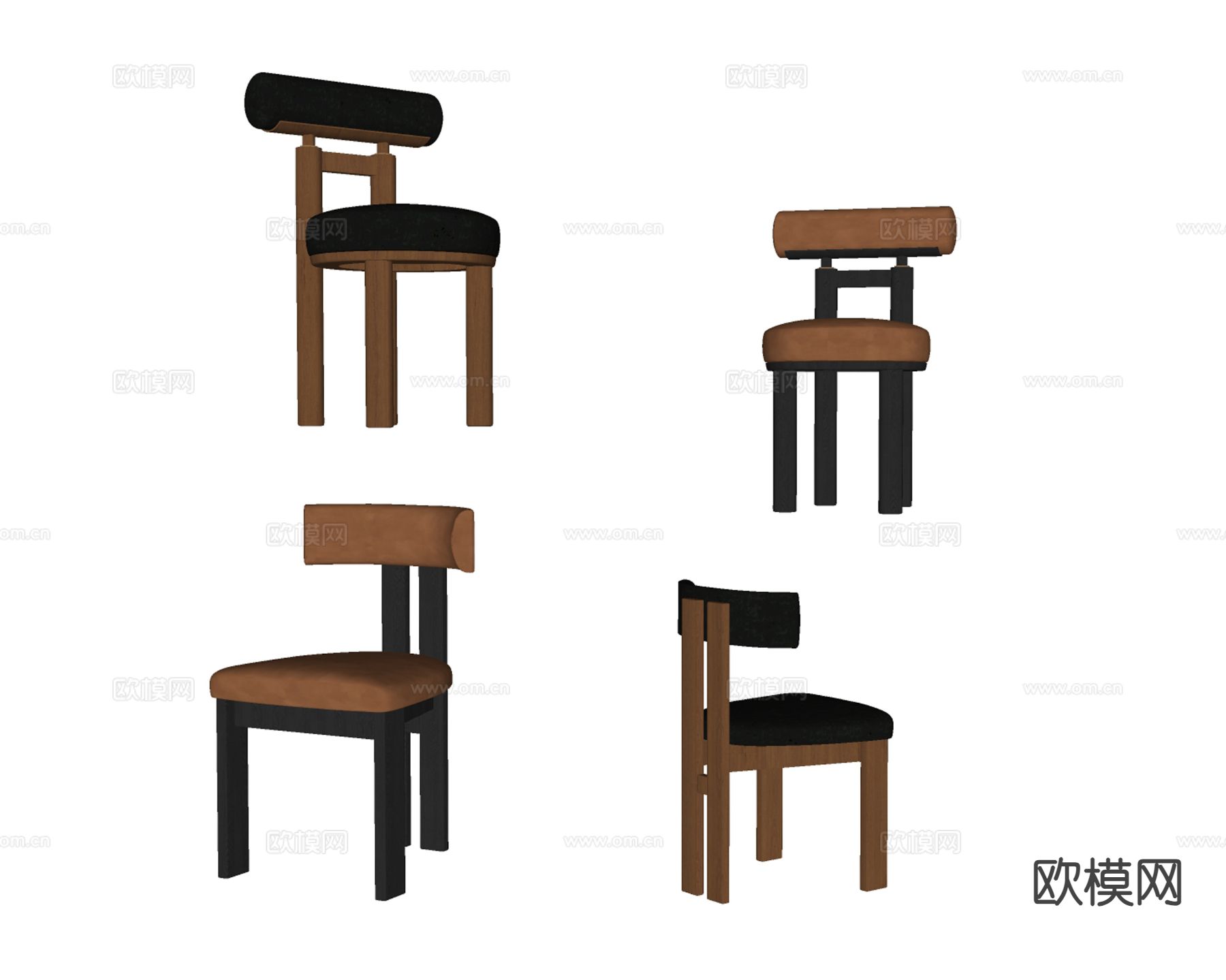 中古风椅子 餐椅su模型下载（渲染图1）
