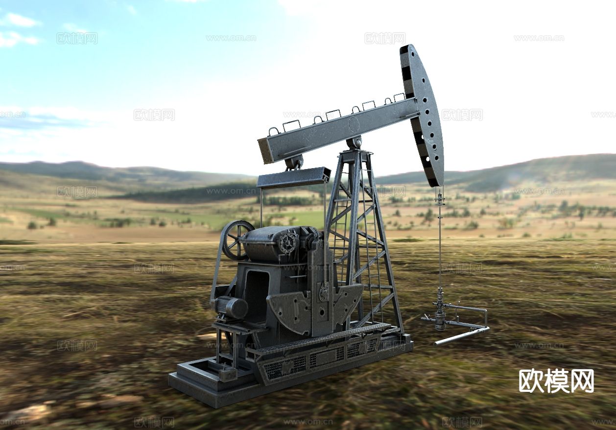 工业设备 抽油机 采油机3d模型下载（渲染图4）