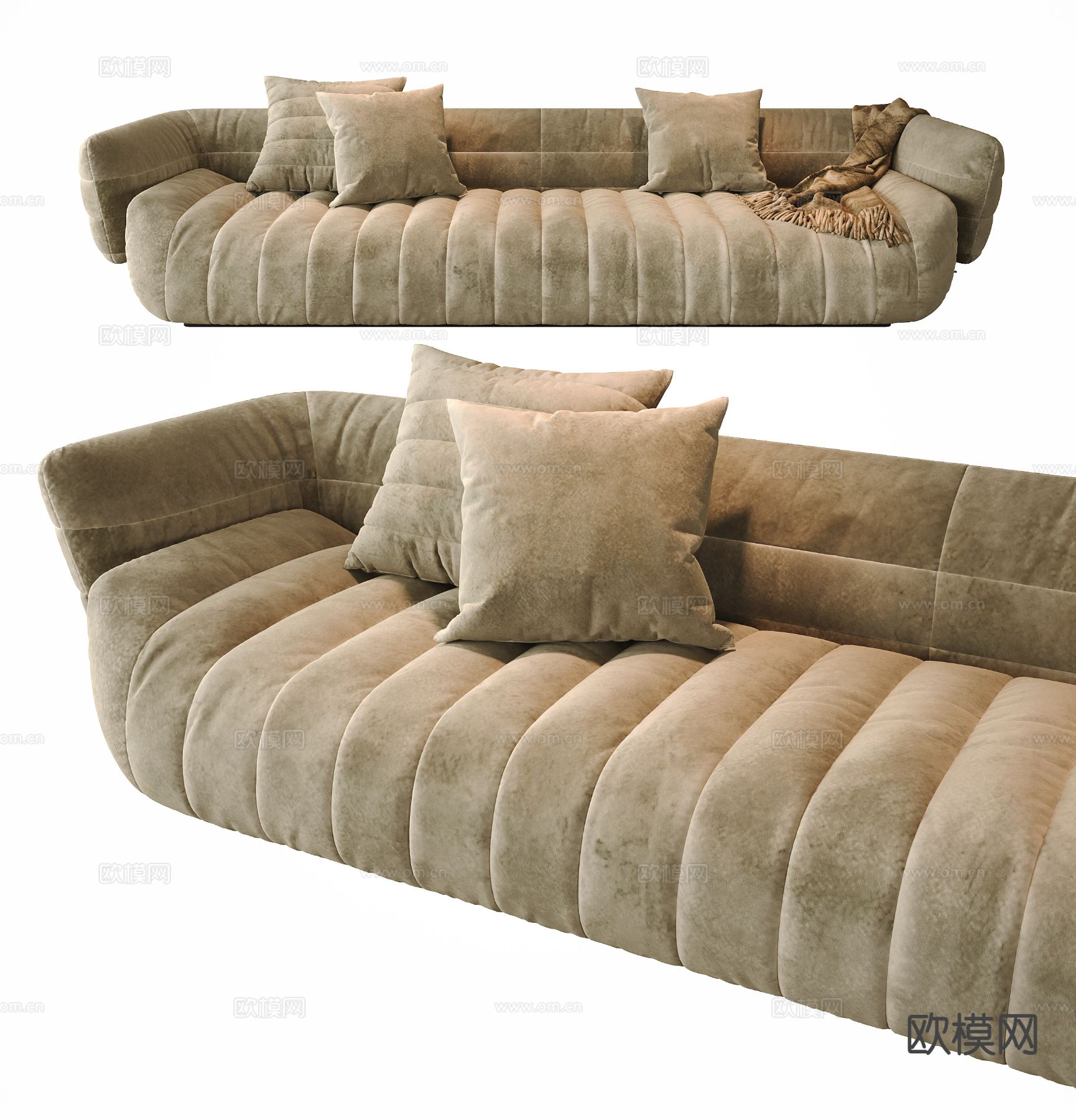 Minotti 多人沙发su模型下载（渲染图2）